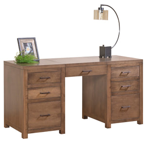 60" X 24" X 30.5" Cappuccino Wood Executive Drawer Desk