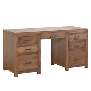 60" X 24" X 30.5" Cappuccino Wood Executive Drawer Desk