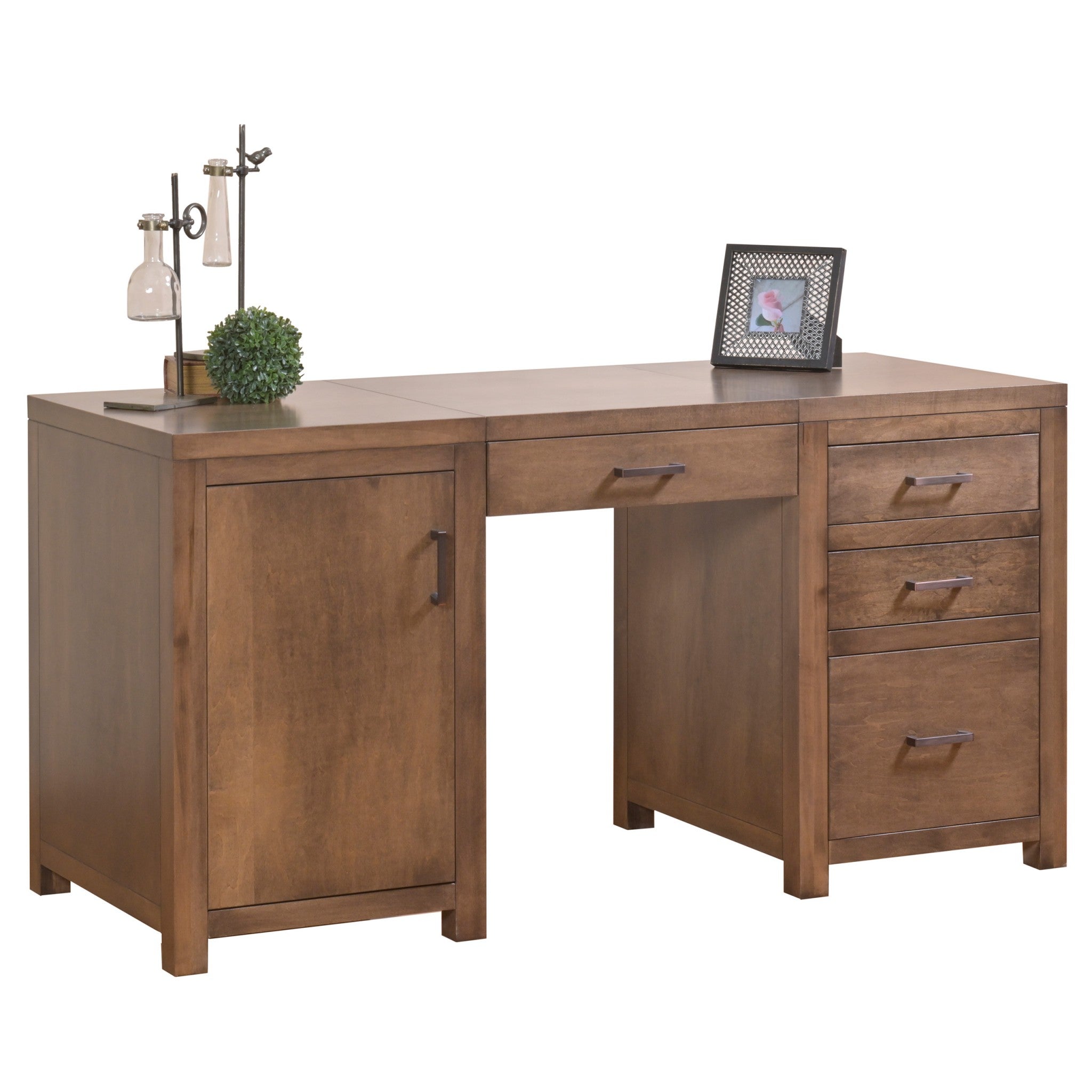 60" X 24" X 30.5" Cappuccino Wood Executive Door or Drawer Desk