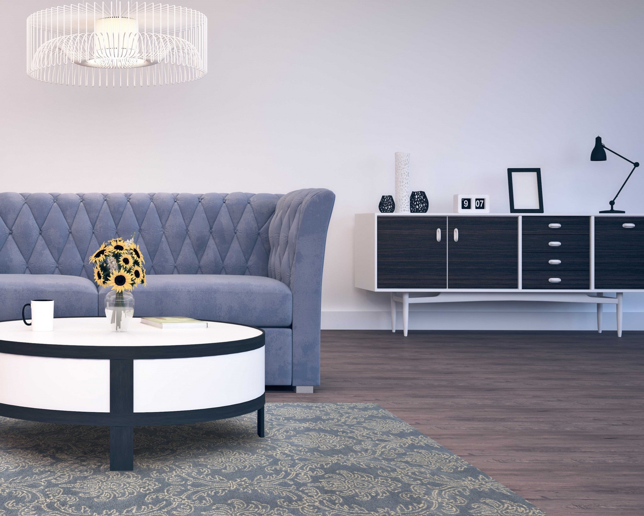 8" X10" X 0.5" Blue  Wool Area Rug