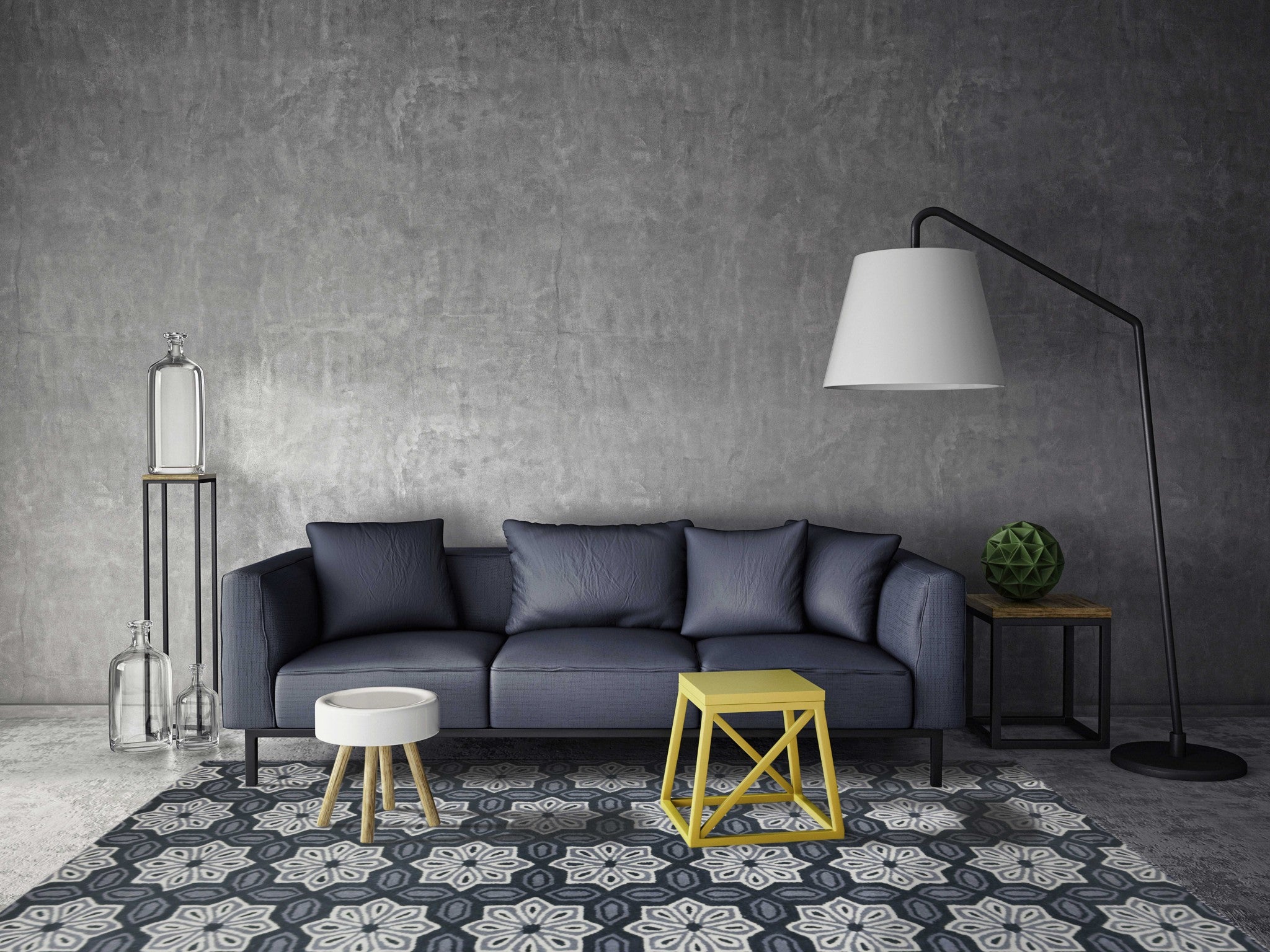 5" X8" X 0.5" Gray  Wool Area Rug