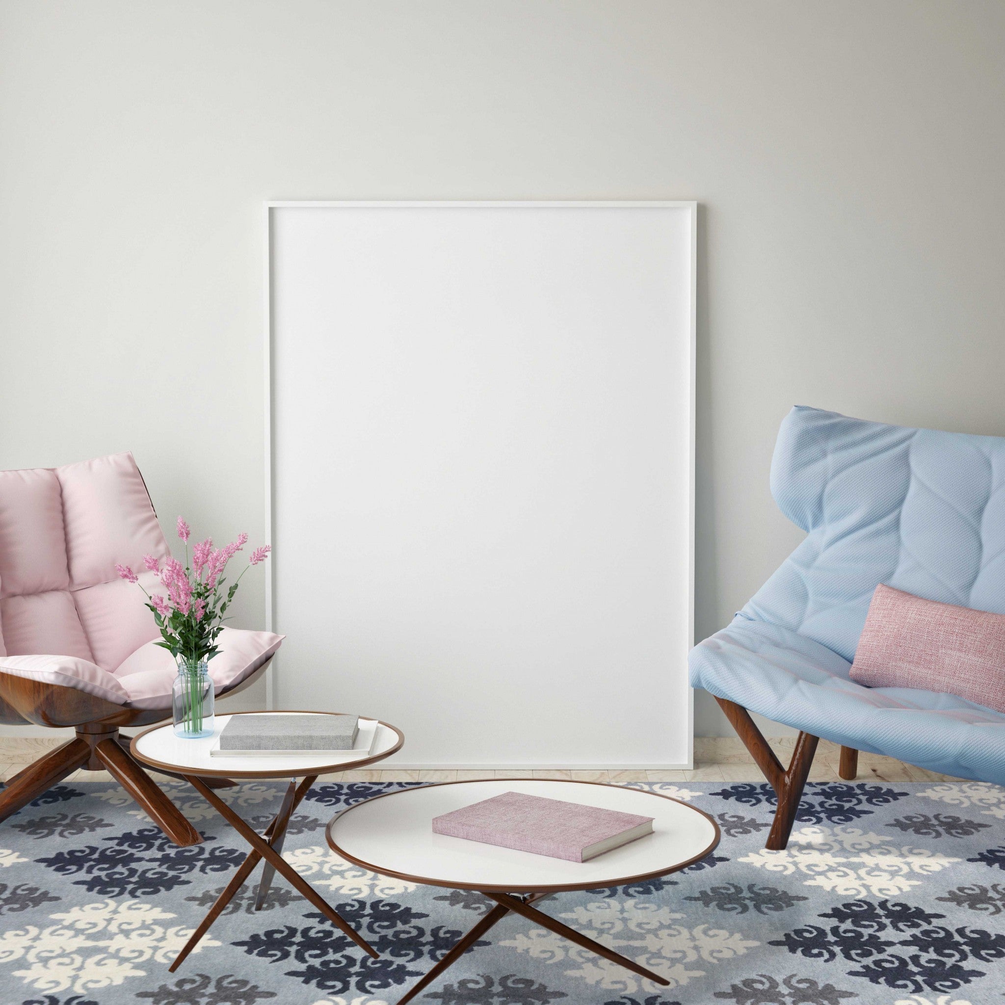 5" X8" X 0.5" Blue  Wool Area Rug