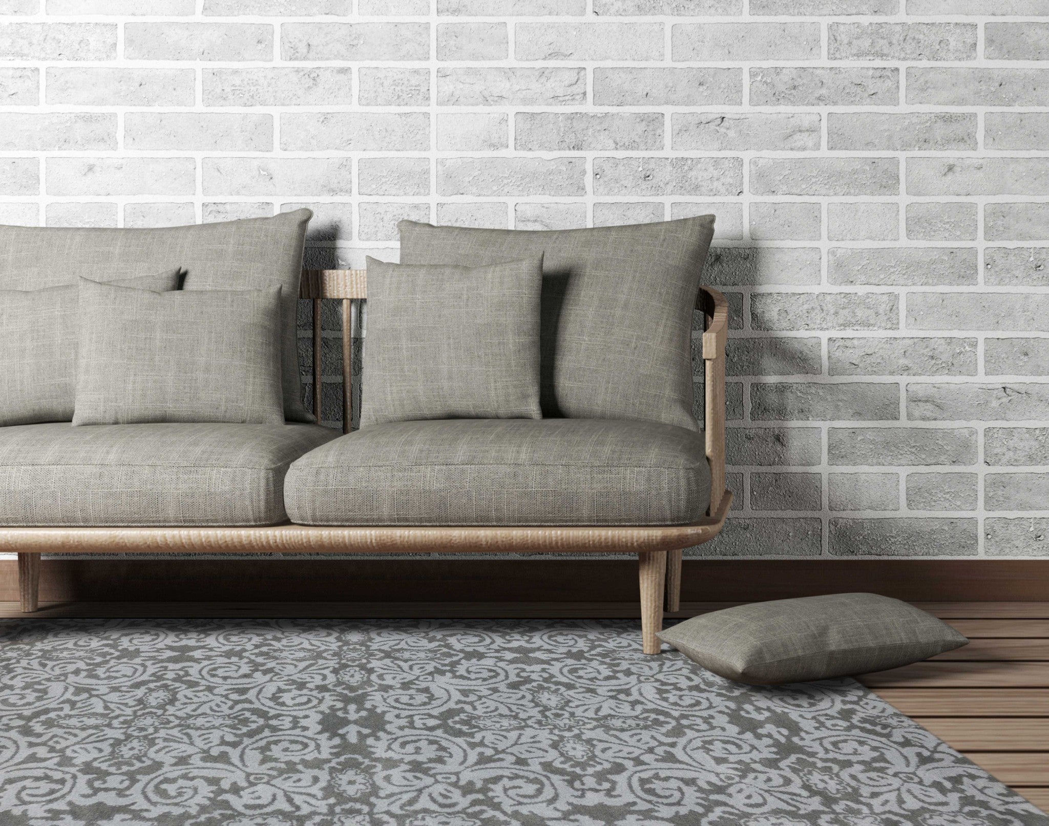 5" X8" X 0.5" Gray  Wool Area Rug