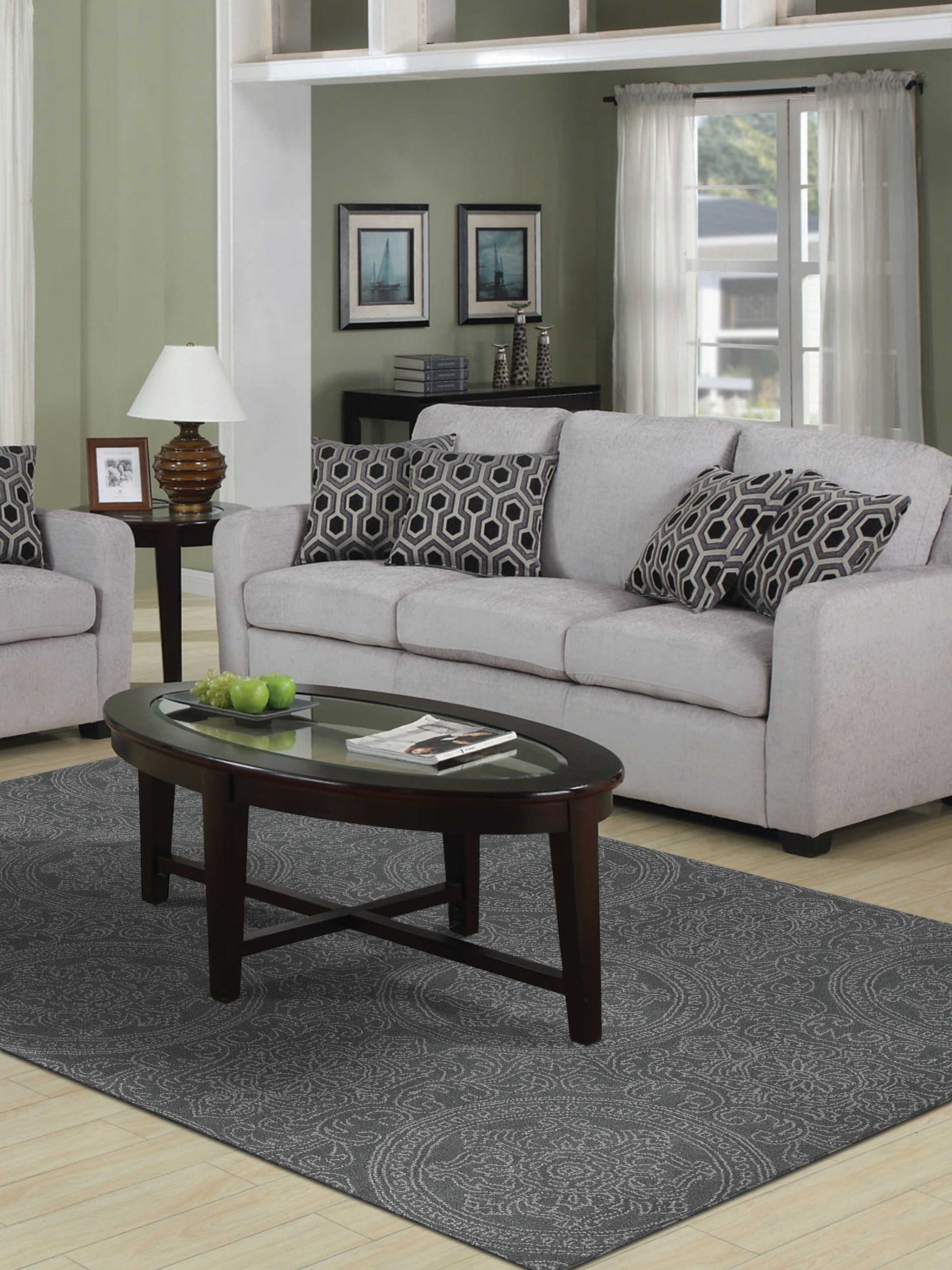 5" X8" X 0.5" Blue  Wool Area Rug