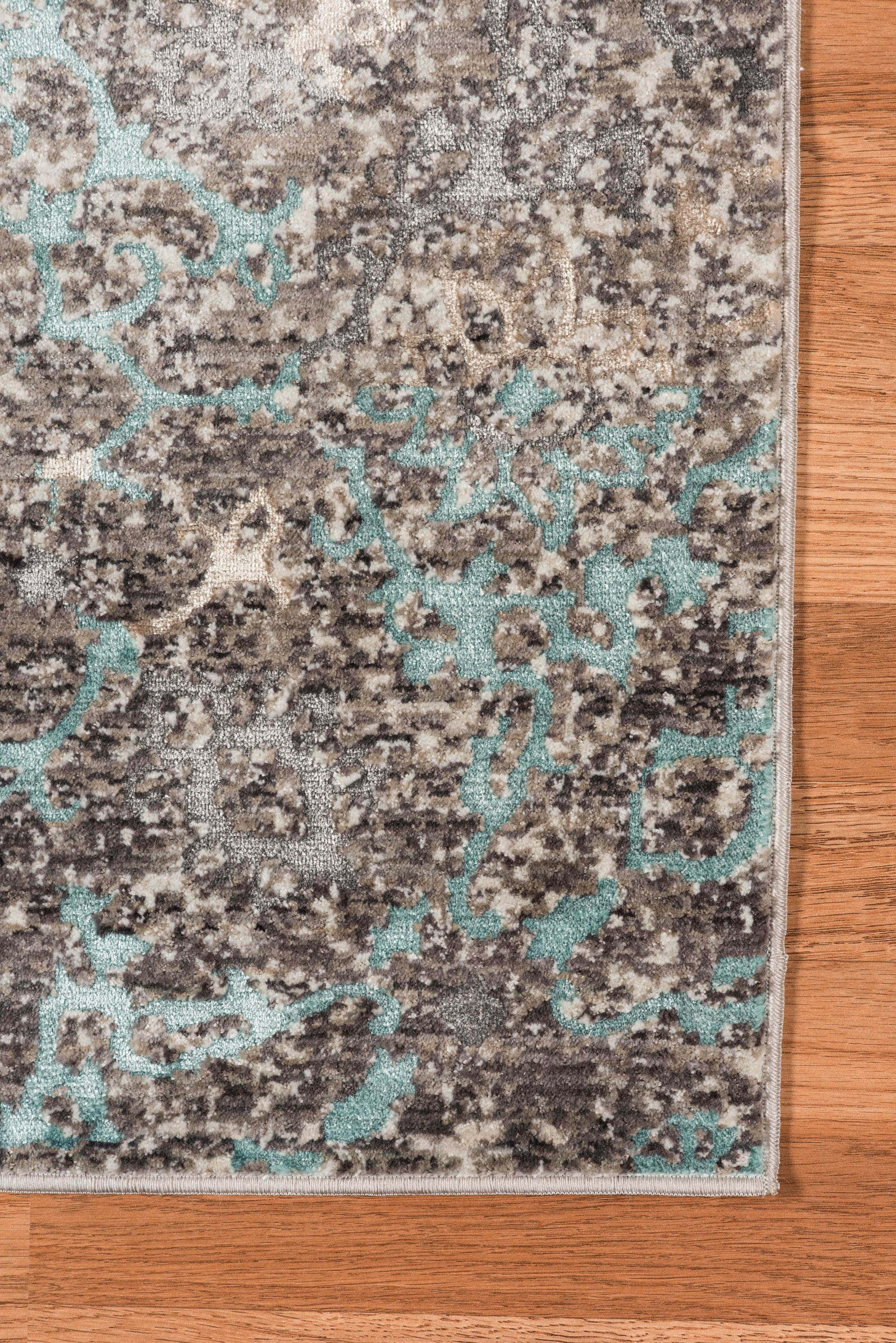 2.06" X8" X 0.38" Blue  Polyester Area Rug