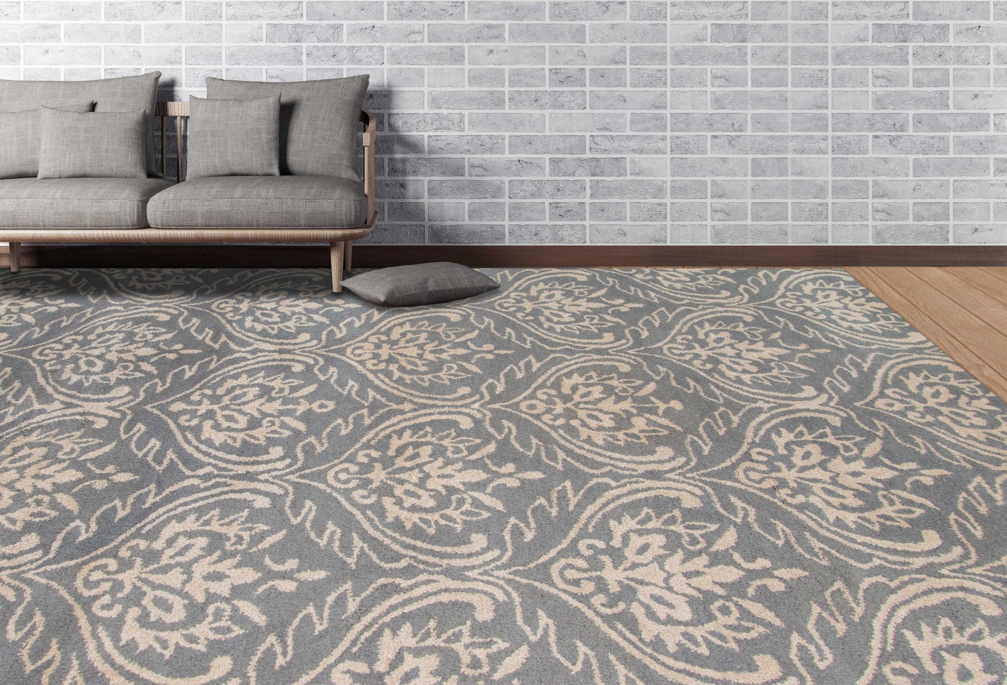 5" X8" X 0.5" Gray  Wool Area Rug