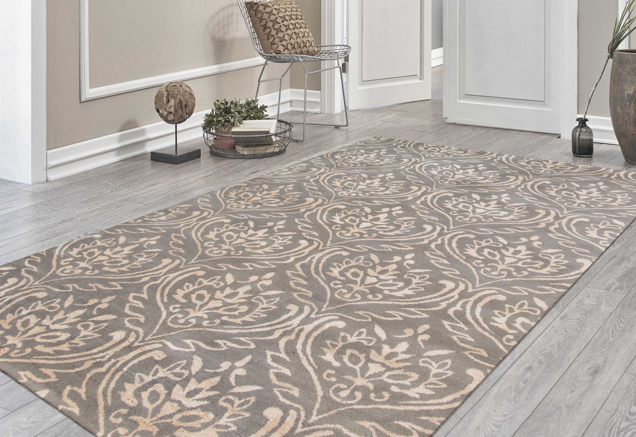 5" X8" X 0.5" Gray  Wool Area Rug