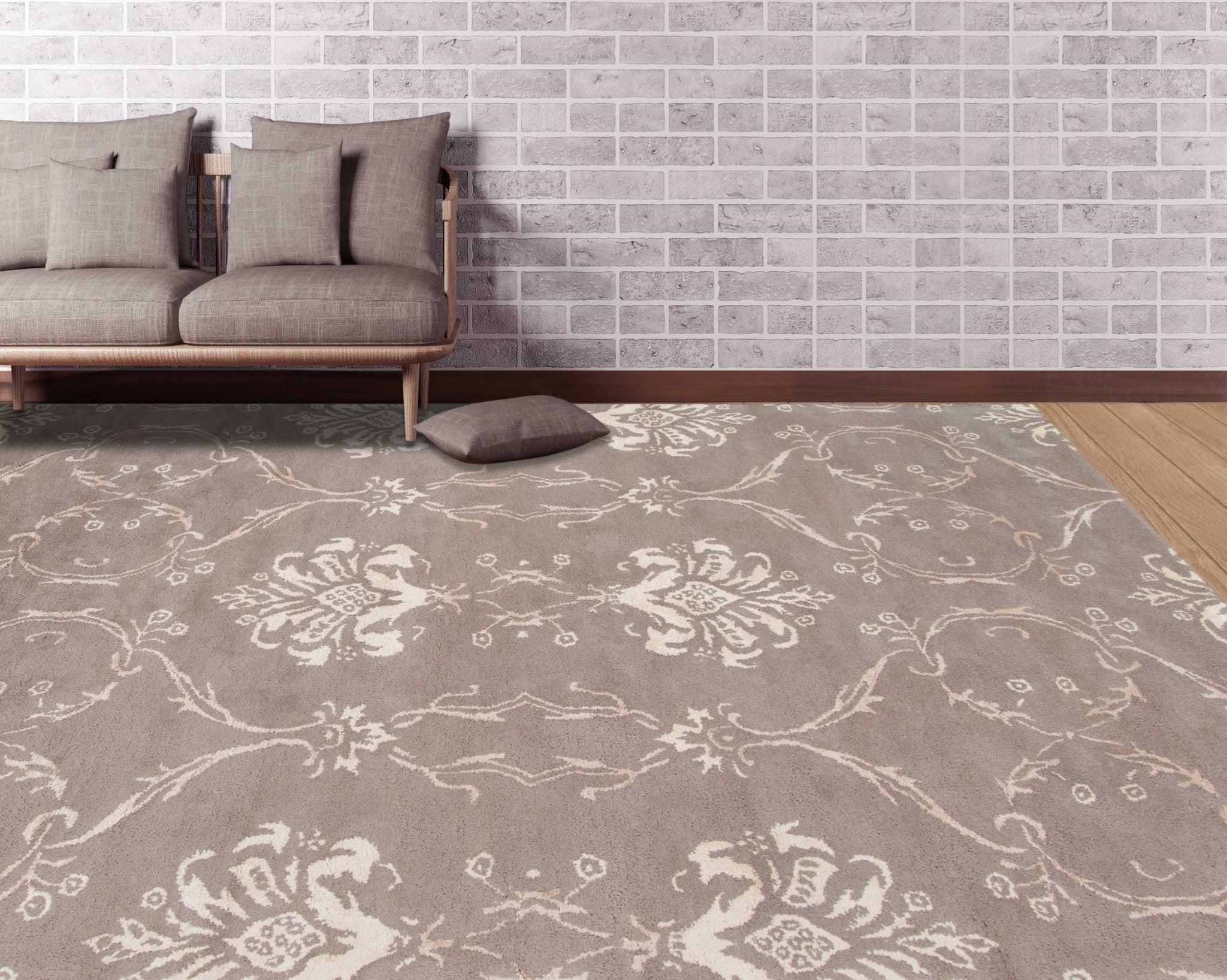 5" X8" X 0.5" Gray  Wool Area Rug