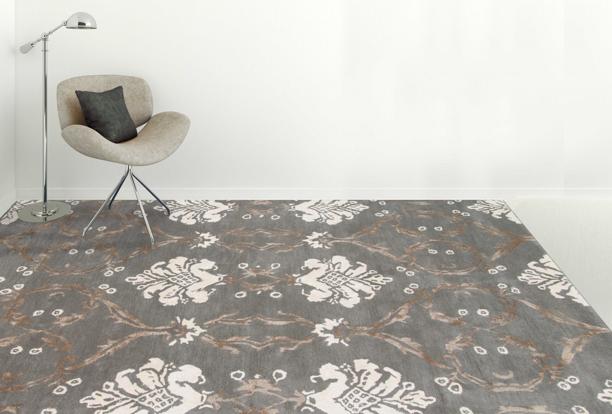 5" X8" X 0.5" Gray  Wool Area Rug