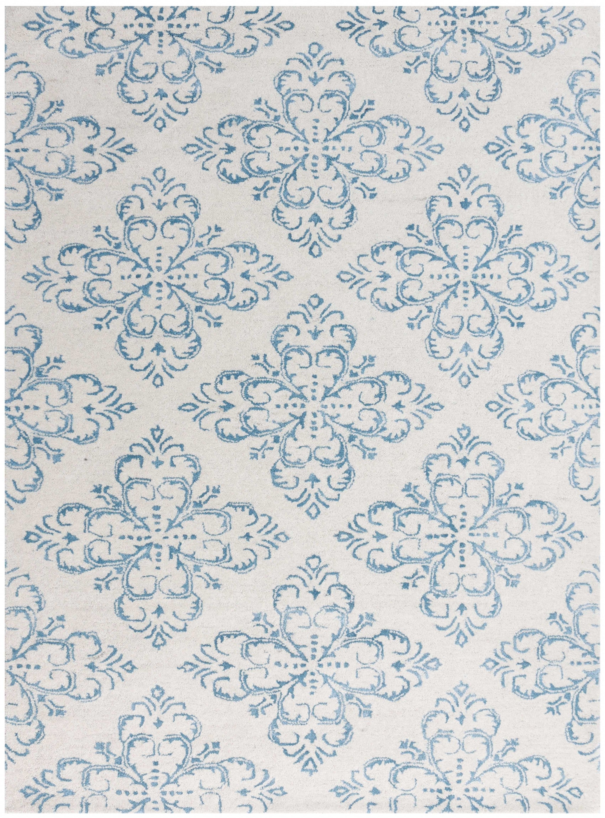 8" X10" X 0.5" Blue  Wool Area Rug