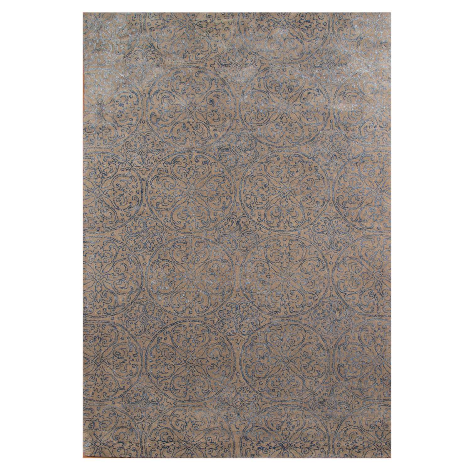 8" X11" X 0.5" Blue  Wool Area Rug