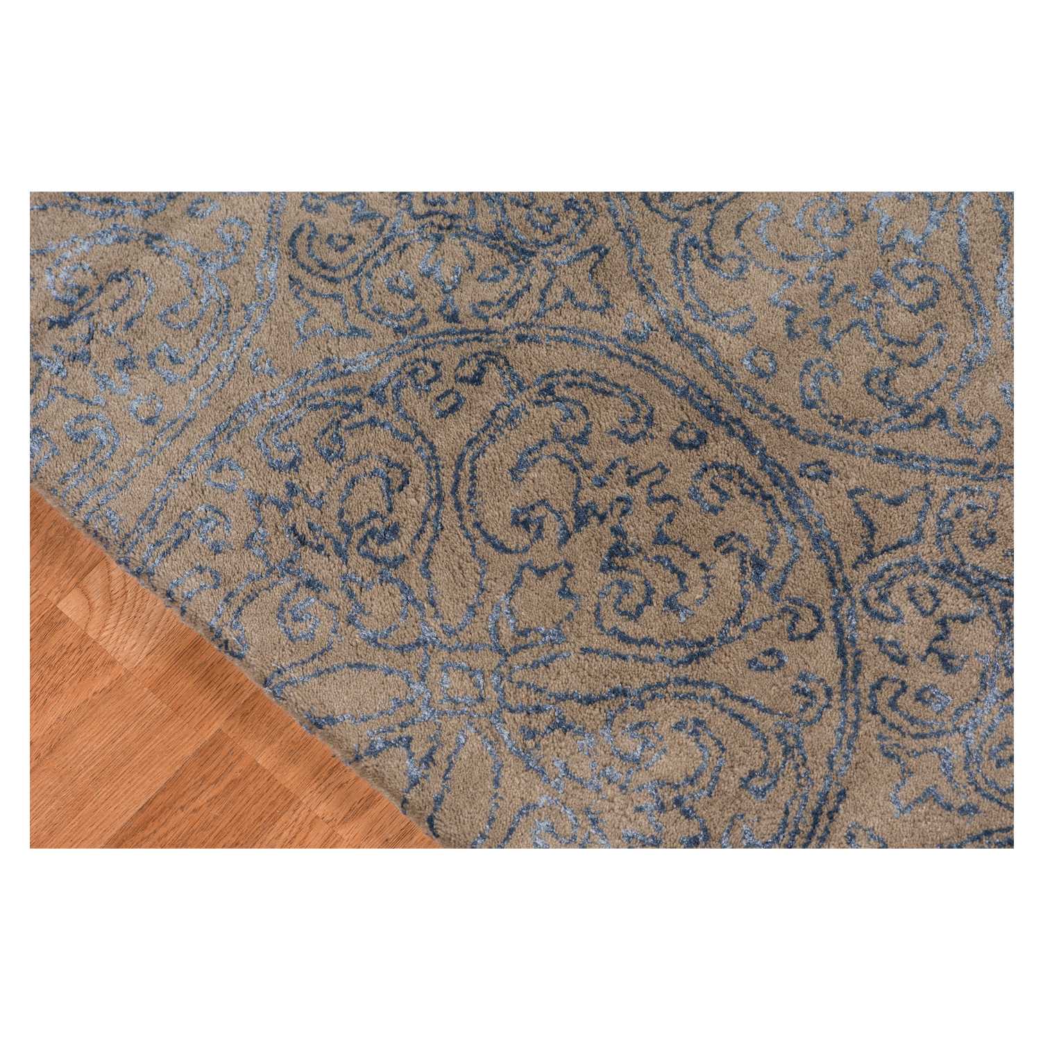 8" X11" X 0.5" Blue  Wool Area Rug