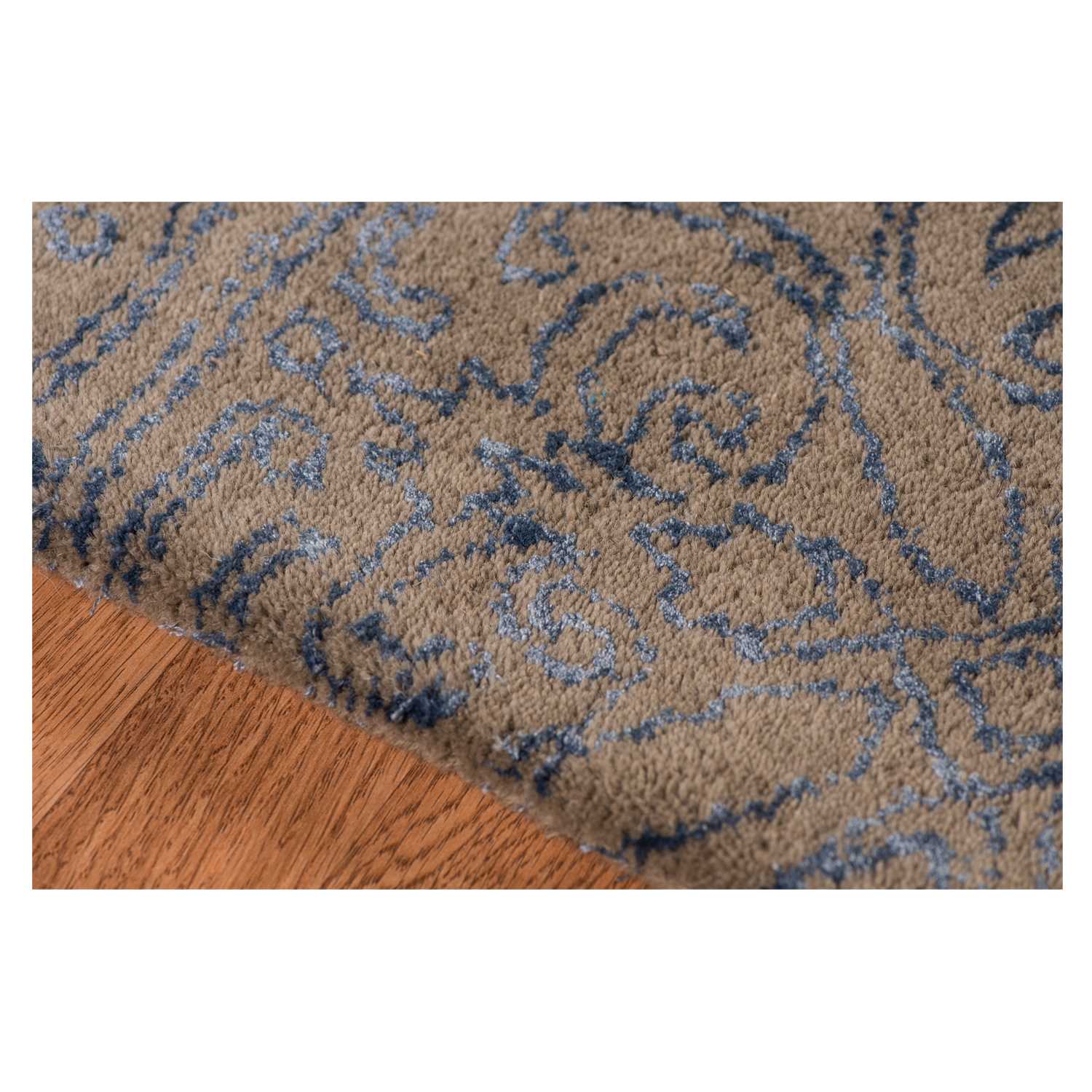8" X11" X 0.5" Blue  Wool Area Rug