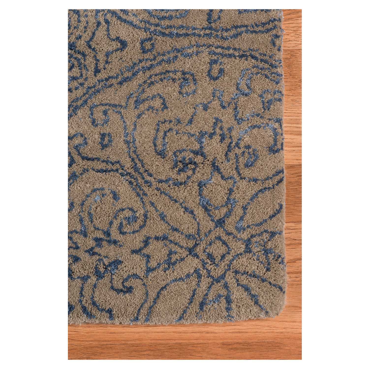 8" X11" X 0.5" Blue  Wool Area Rug
