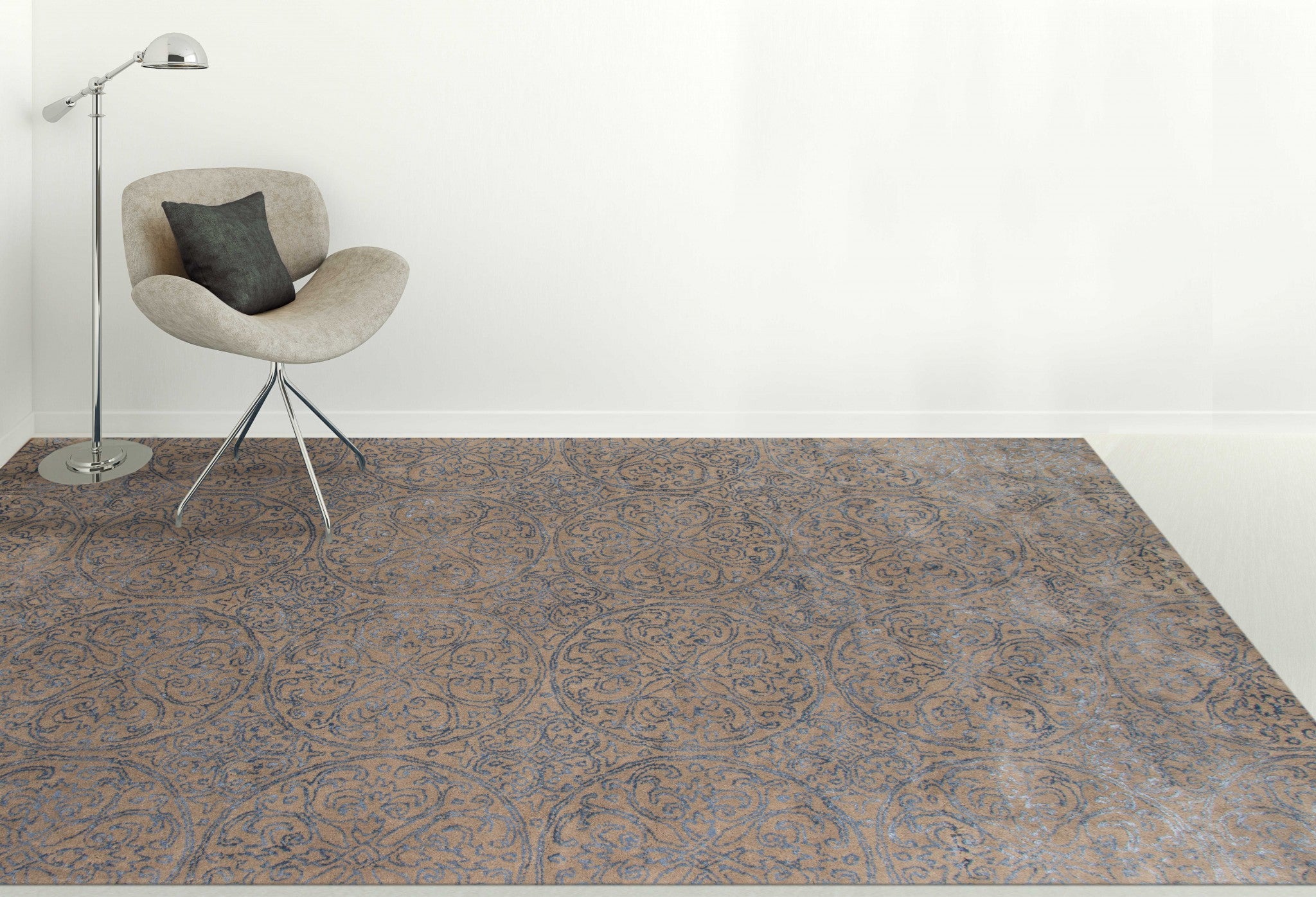 7.6" X9.6" X 0.5" Blue  Wool Area Rug