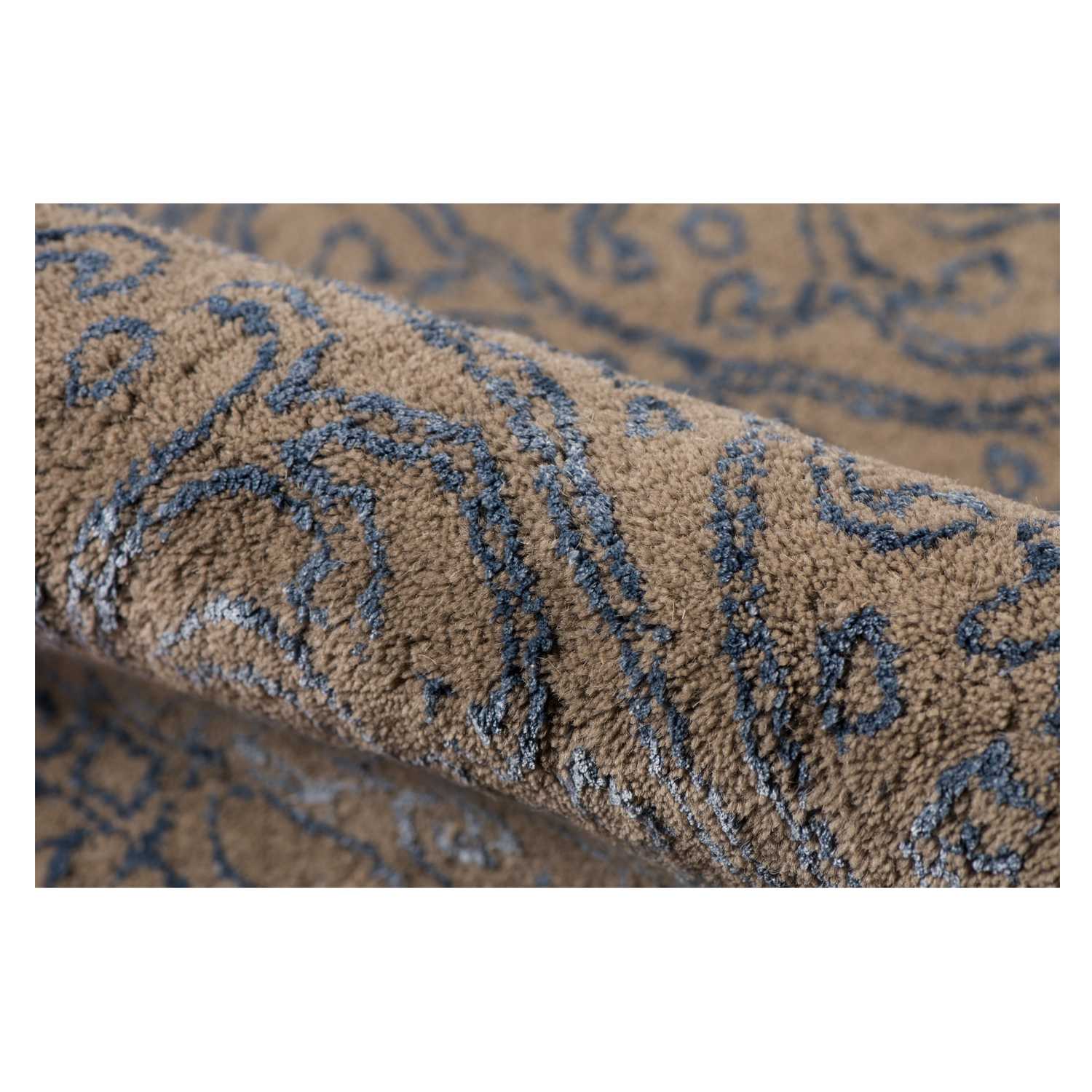 7.6" X9.6" X 0.5" Blue  Wool Area Rug