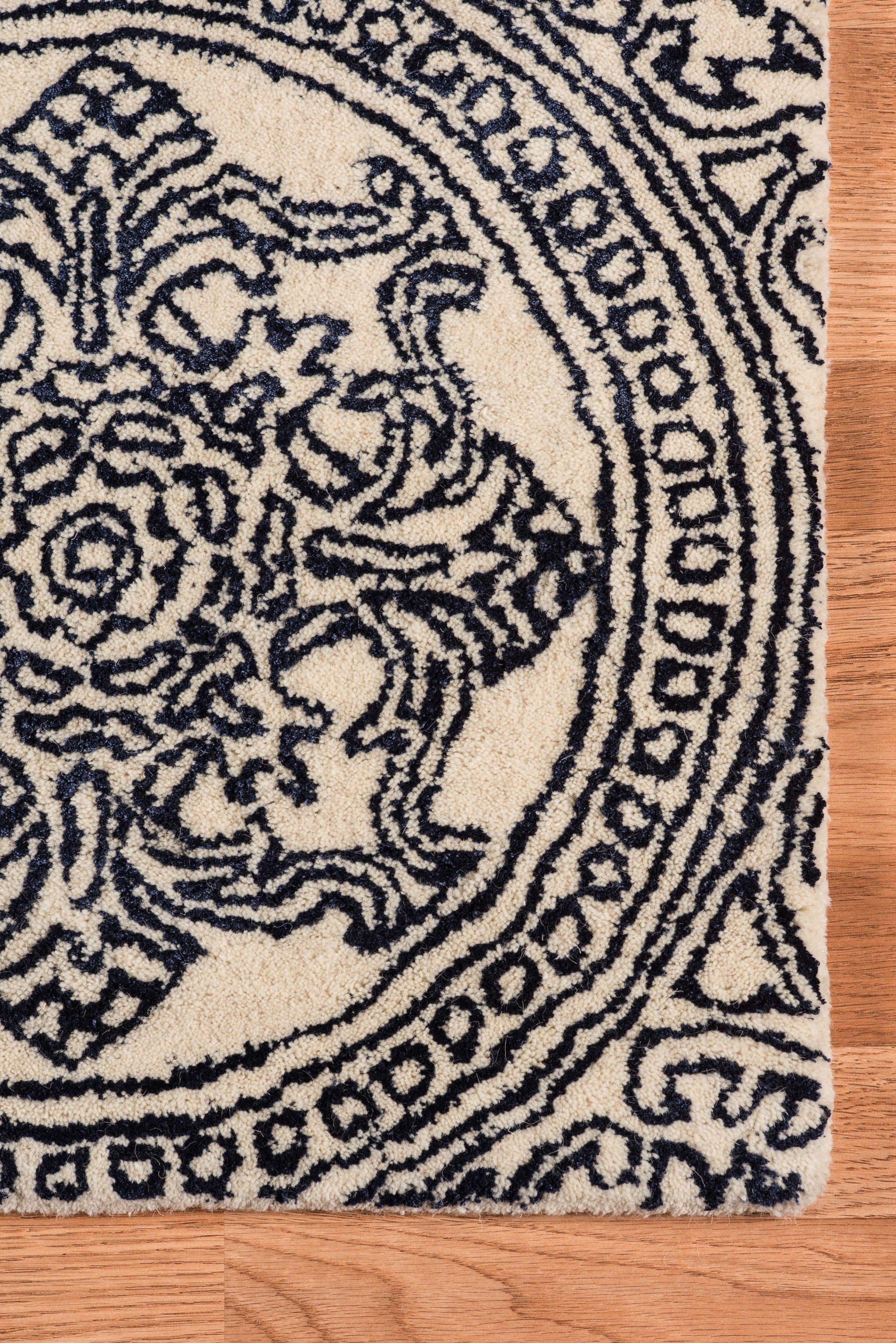 8" X11" X 0.5" Blue  Wool Area Rug