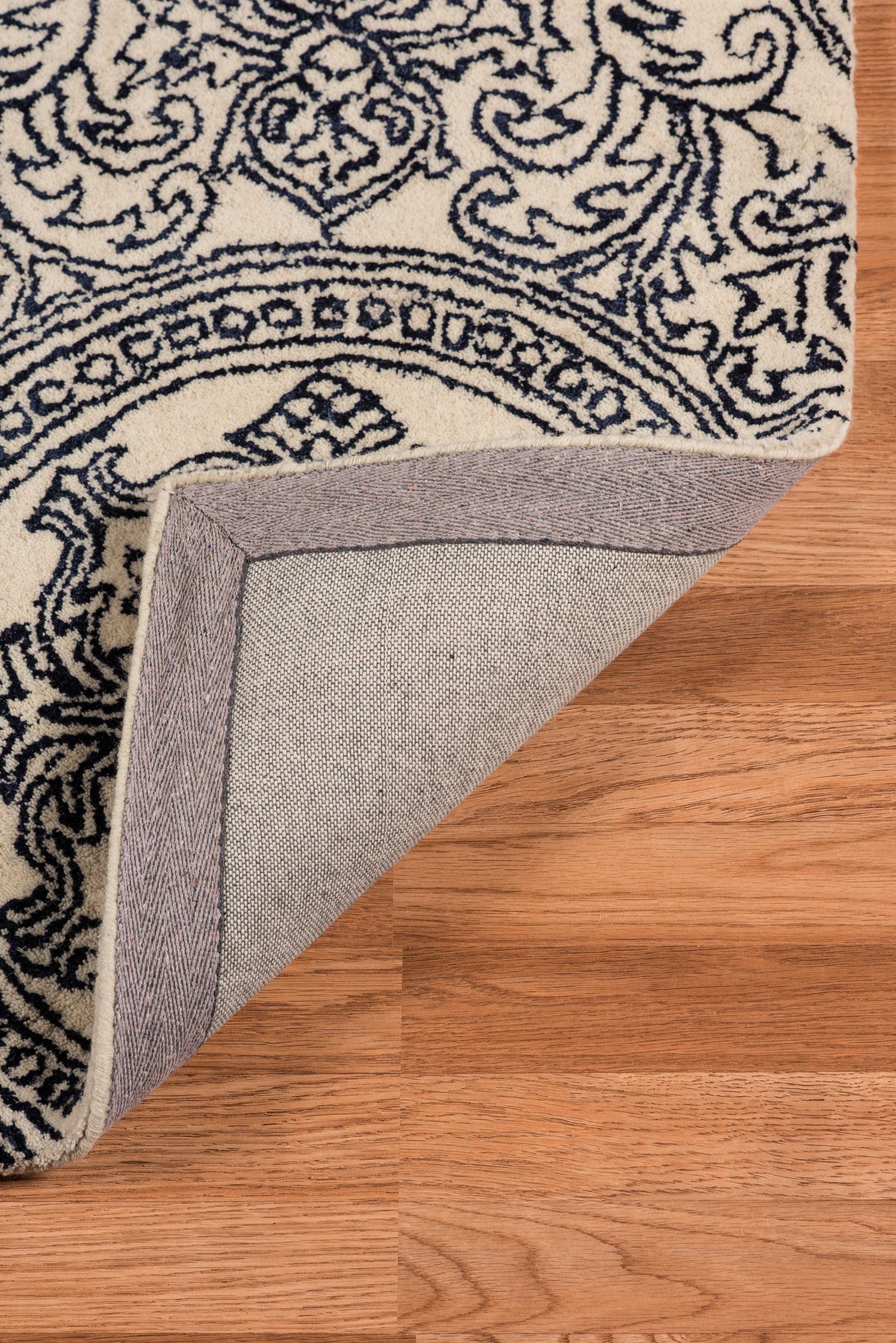 8" X11" X 0.5" Blue  Wool Area Rug