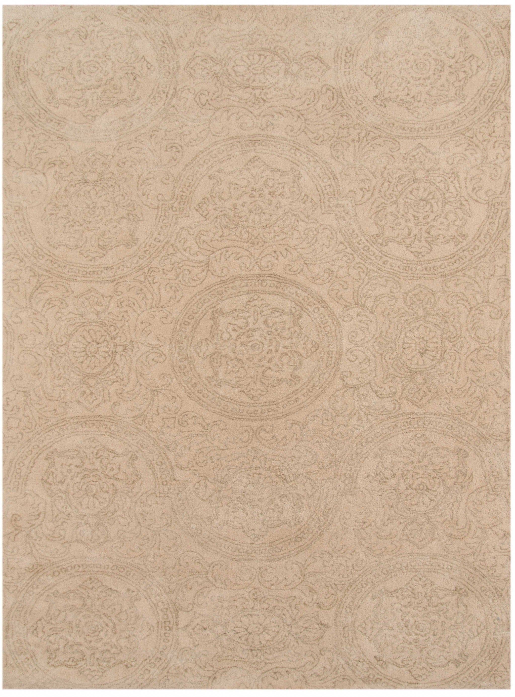5" X8" X 0.5" Beige  Wool Area Rug