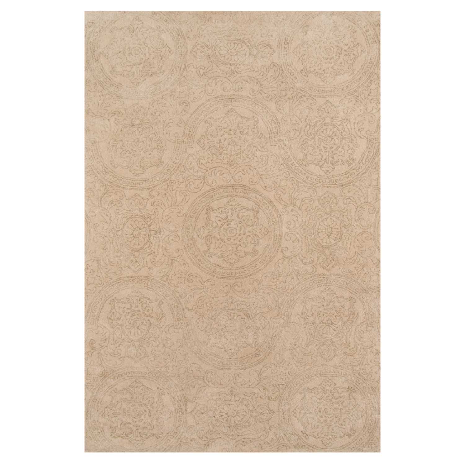 8" X11" X 0.5" Beige  Wool Area Rug