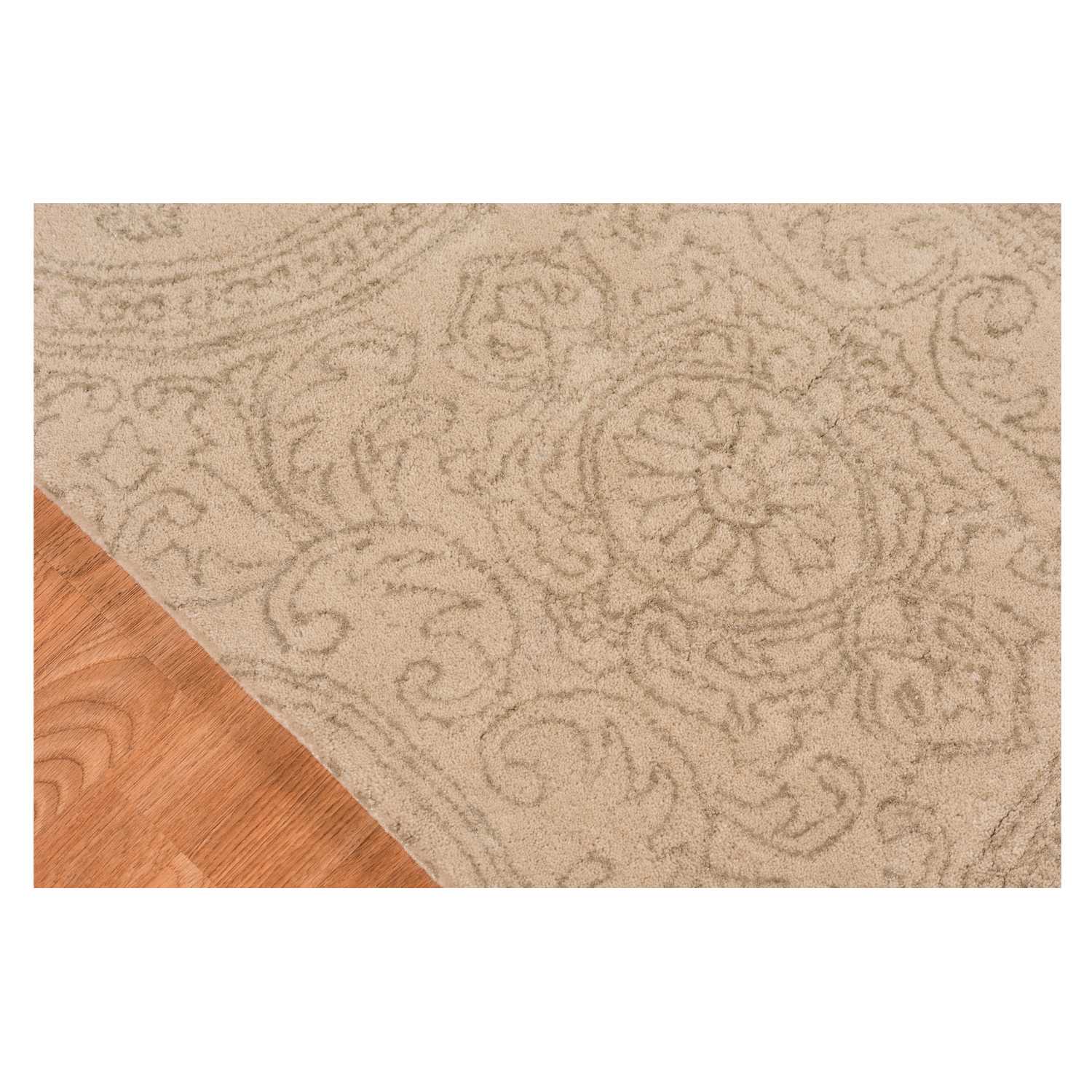 7.6" X9.6" X 0.5" Beige  Wool Area Rug