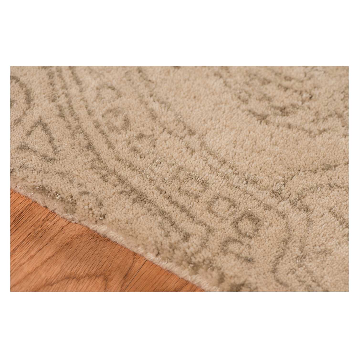 7.6" X9.6" X 0.5" Beige  Wool Area Rug