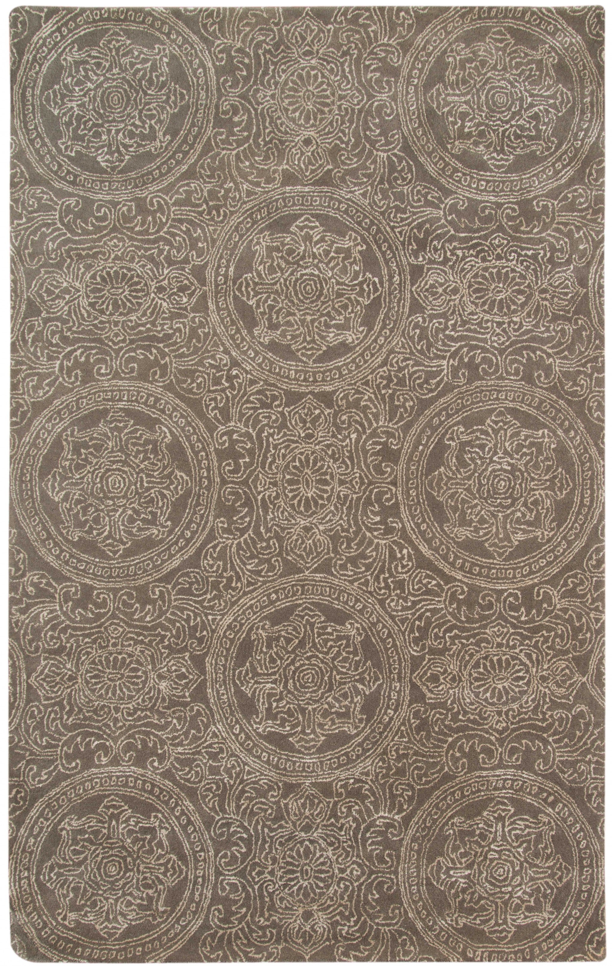 5" X8" X 0.5" Beige  Wool Area Rug