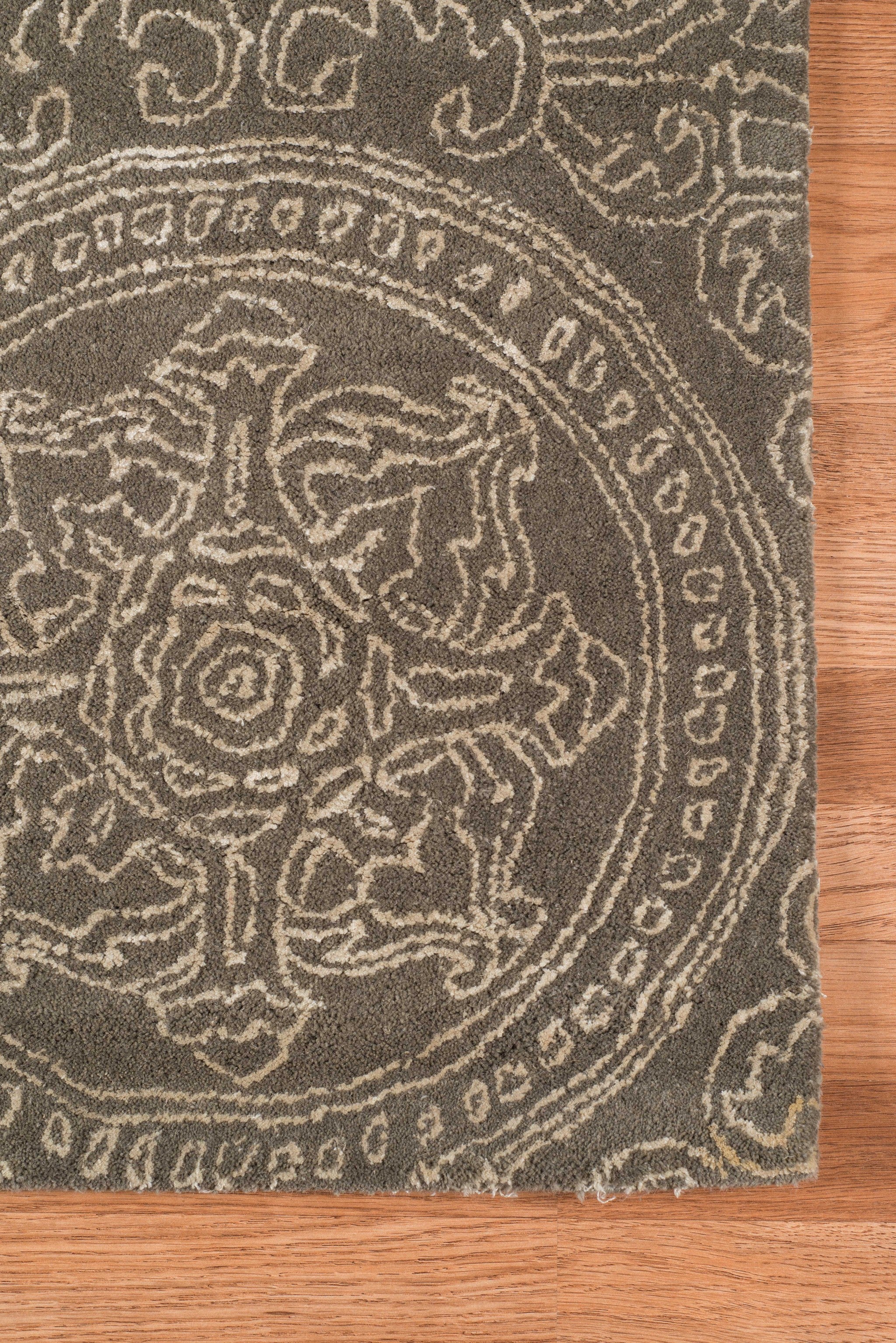 5" X8" X 0.5" Beige  Wool Area Rug