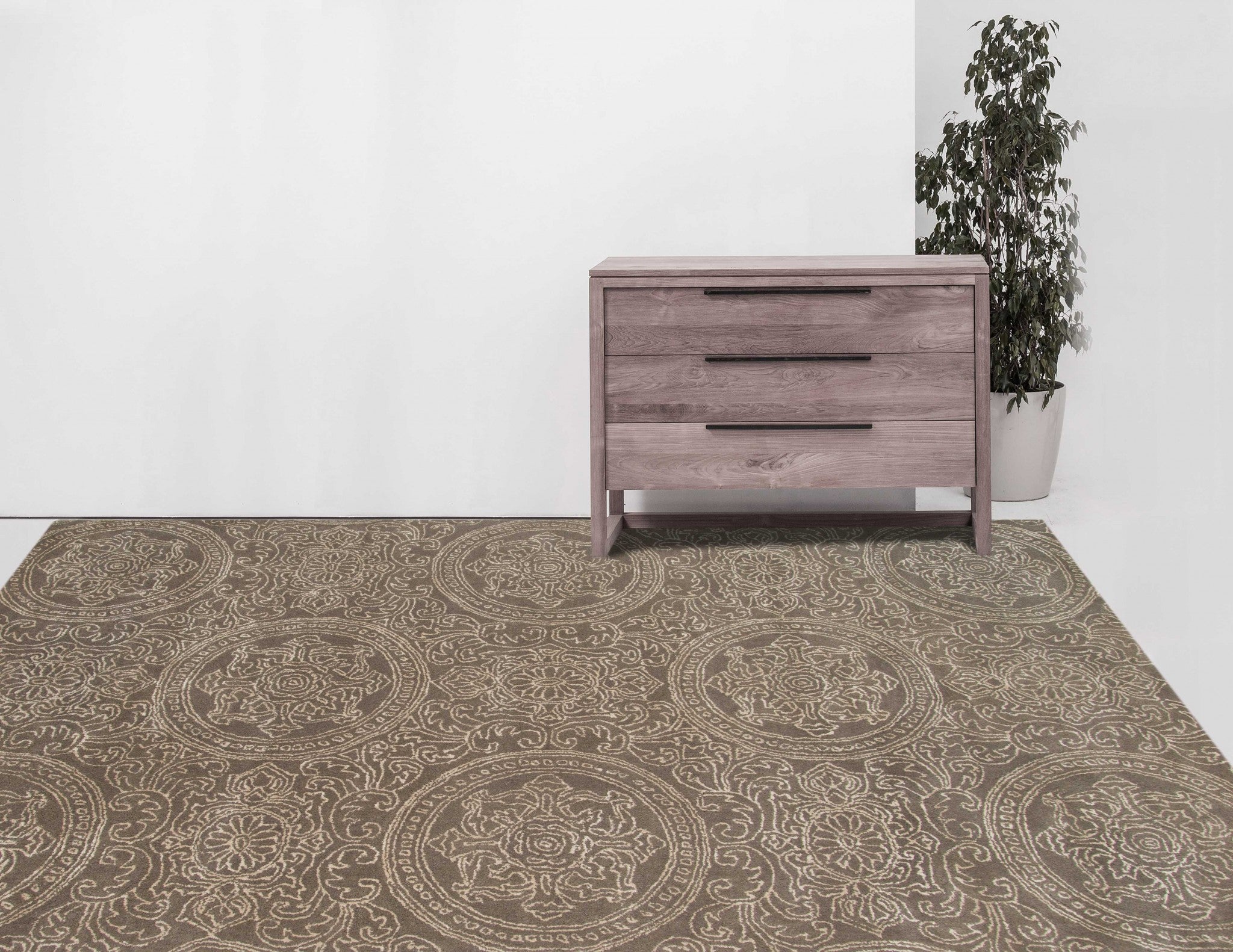 5" X8" X 0.5" Beige  Wool Area Rug