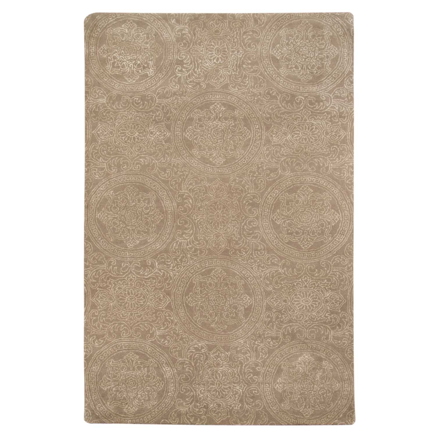 8" X11" X 0.5" Beige  Wool Area Rug