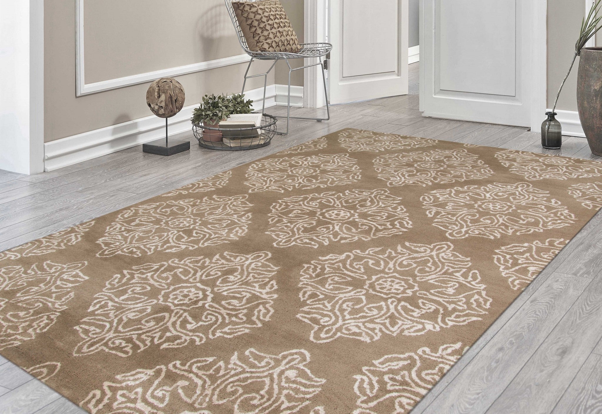 5" X8" X 0.5" Gray  Wool Area Rug