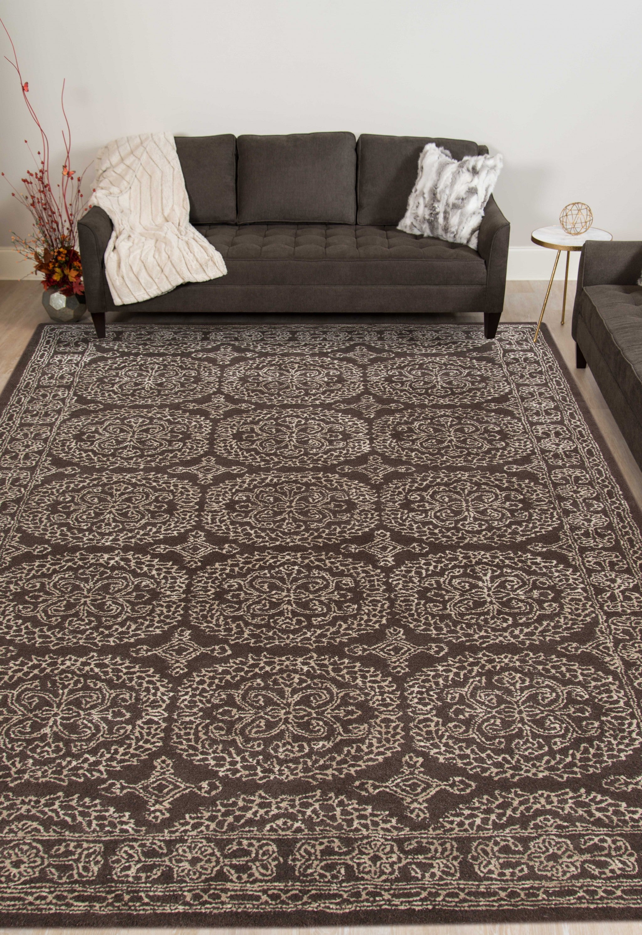 5" X8" X 0.5" Gray  Wool Area Rug