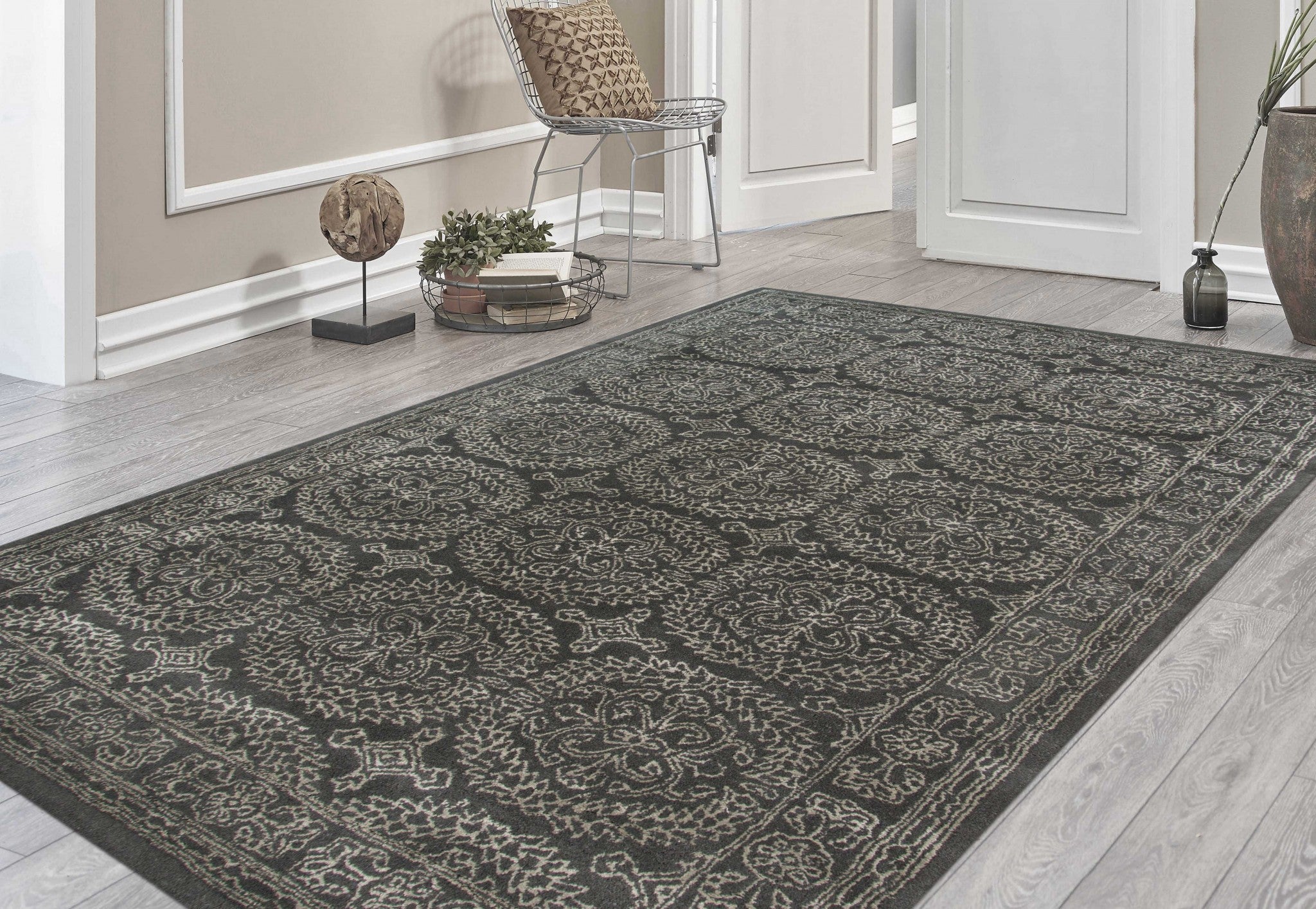 8" X11" X 0.5" Gray  Wool Area Rug