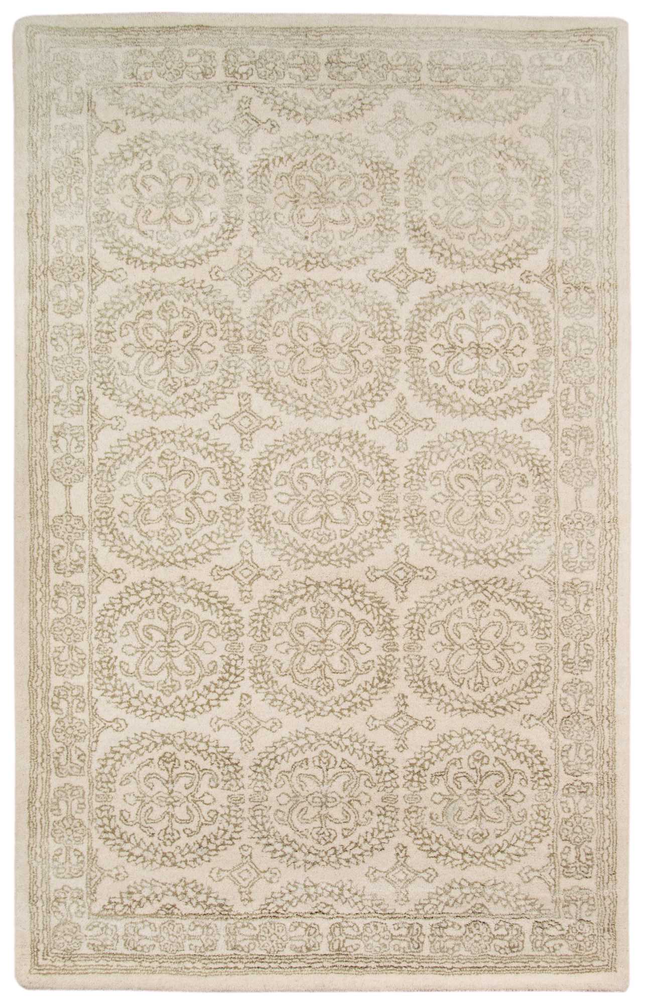 8" X11" X 0.5" Ivory/White  Wool Area Rug
