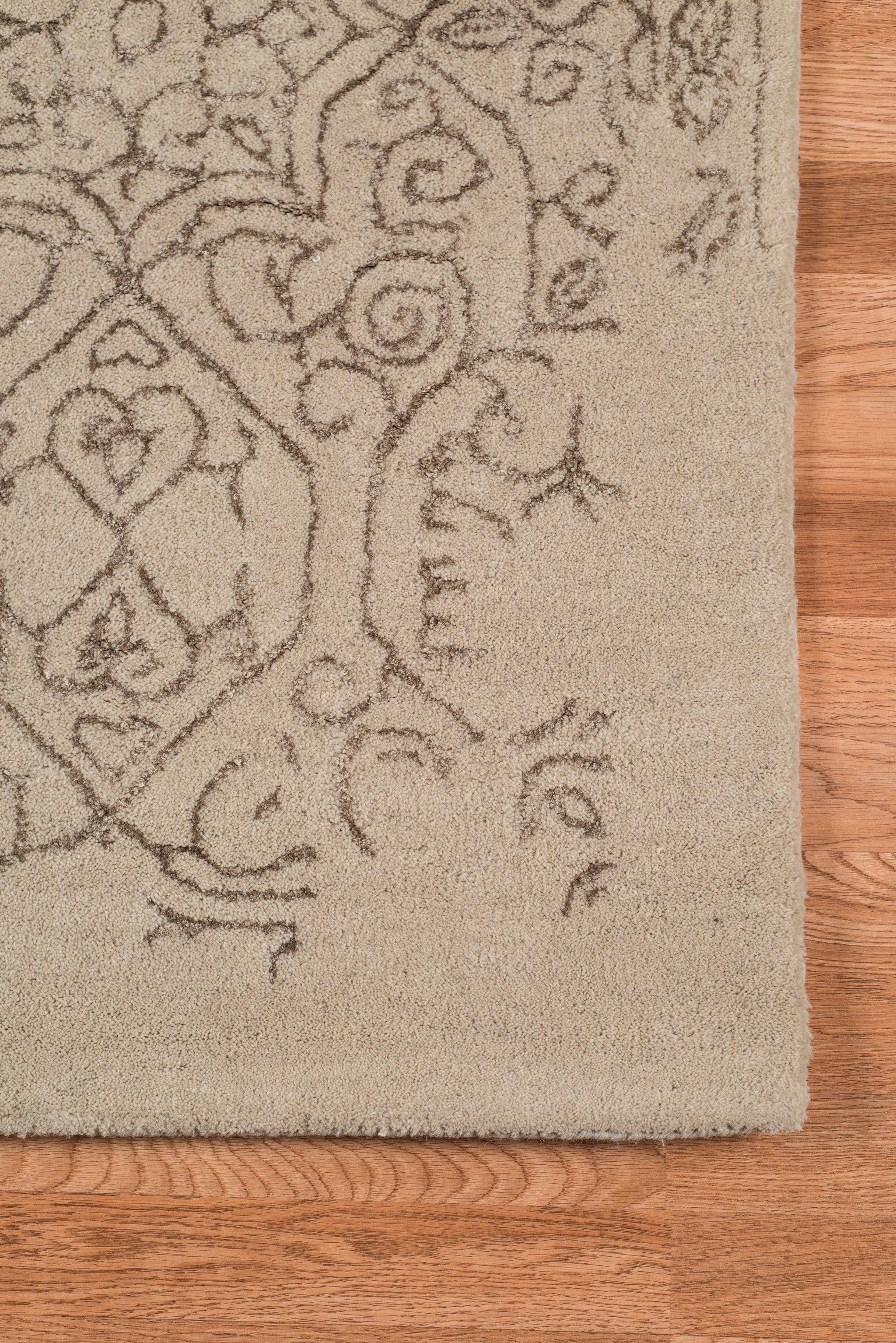 8" X11" X 0.5" Beige  Wool Area Rug
