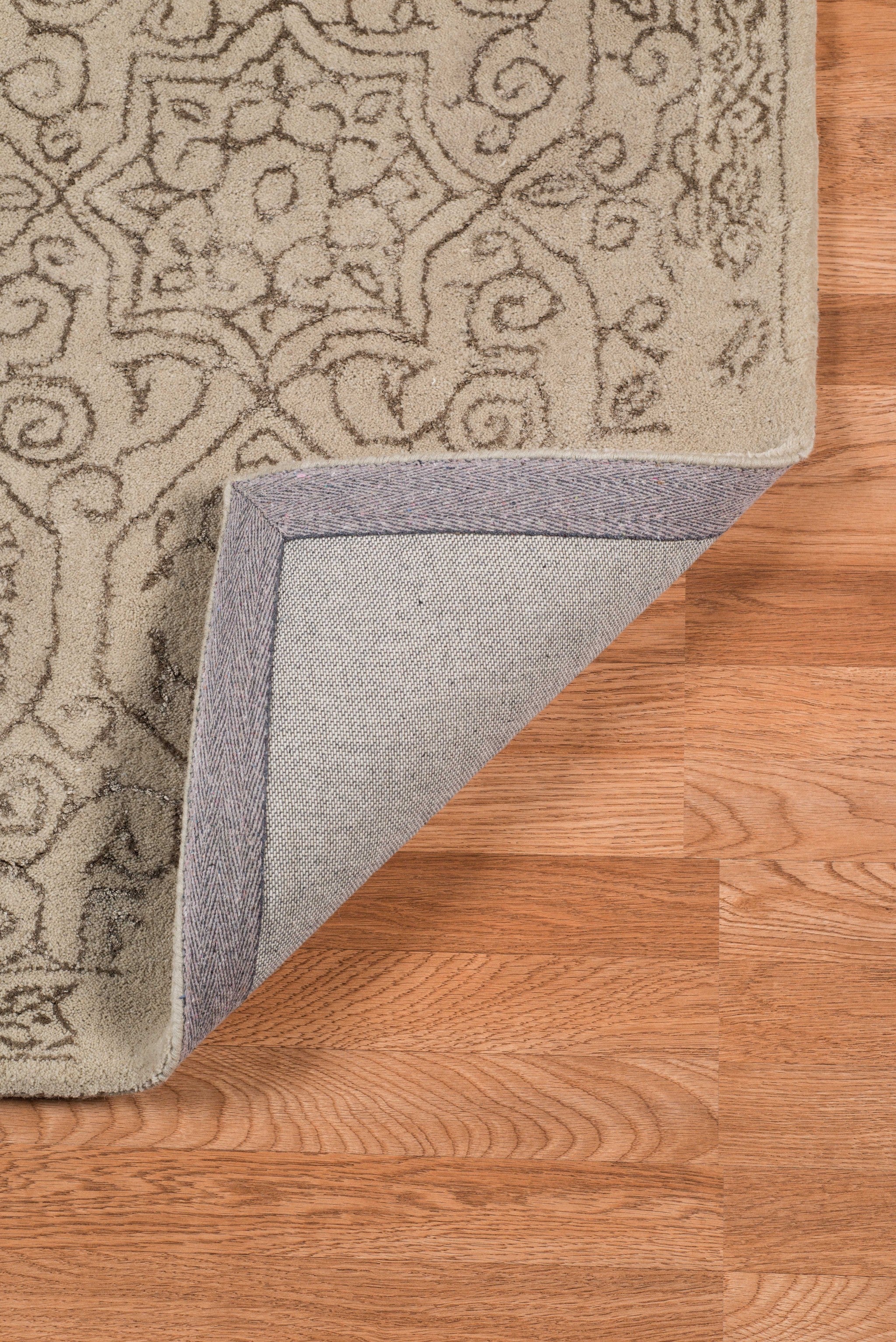 8" X11" X 0.5" Beige  Wool Area Rug