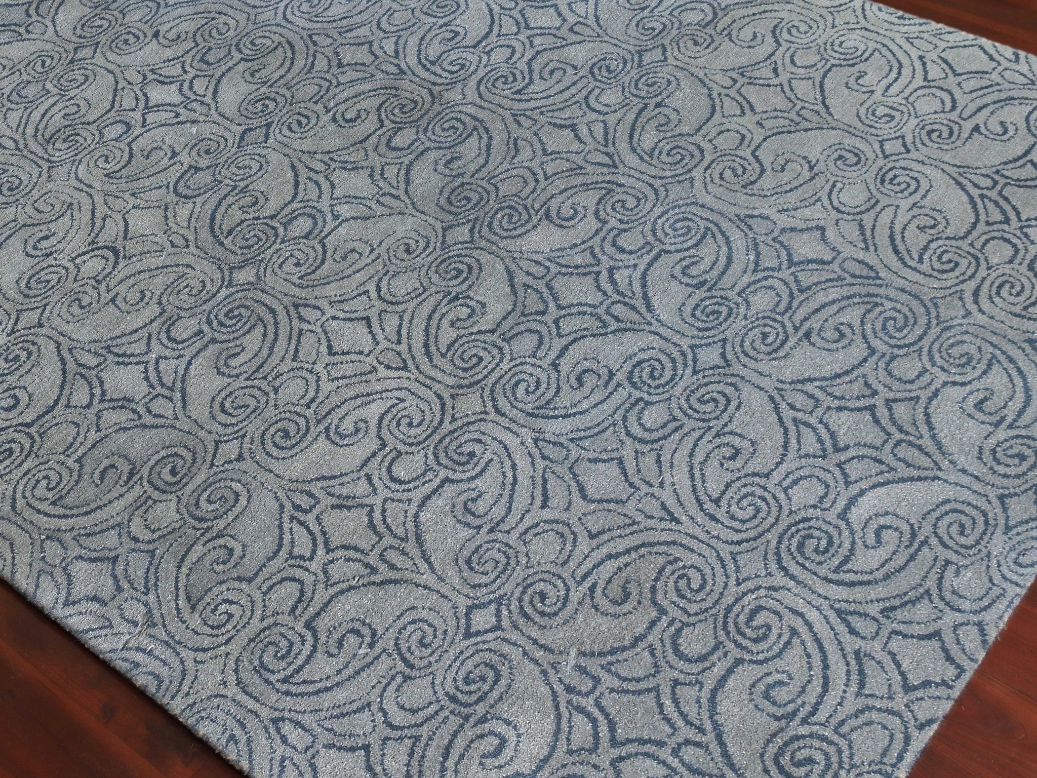 8" X10" X 0.5" Blue  Wool Area Rug