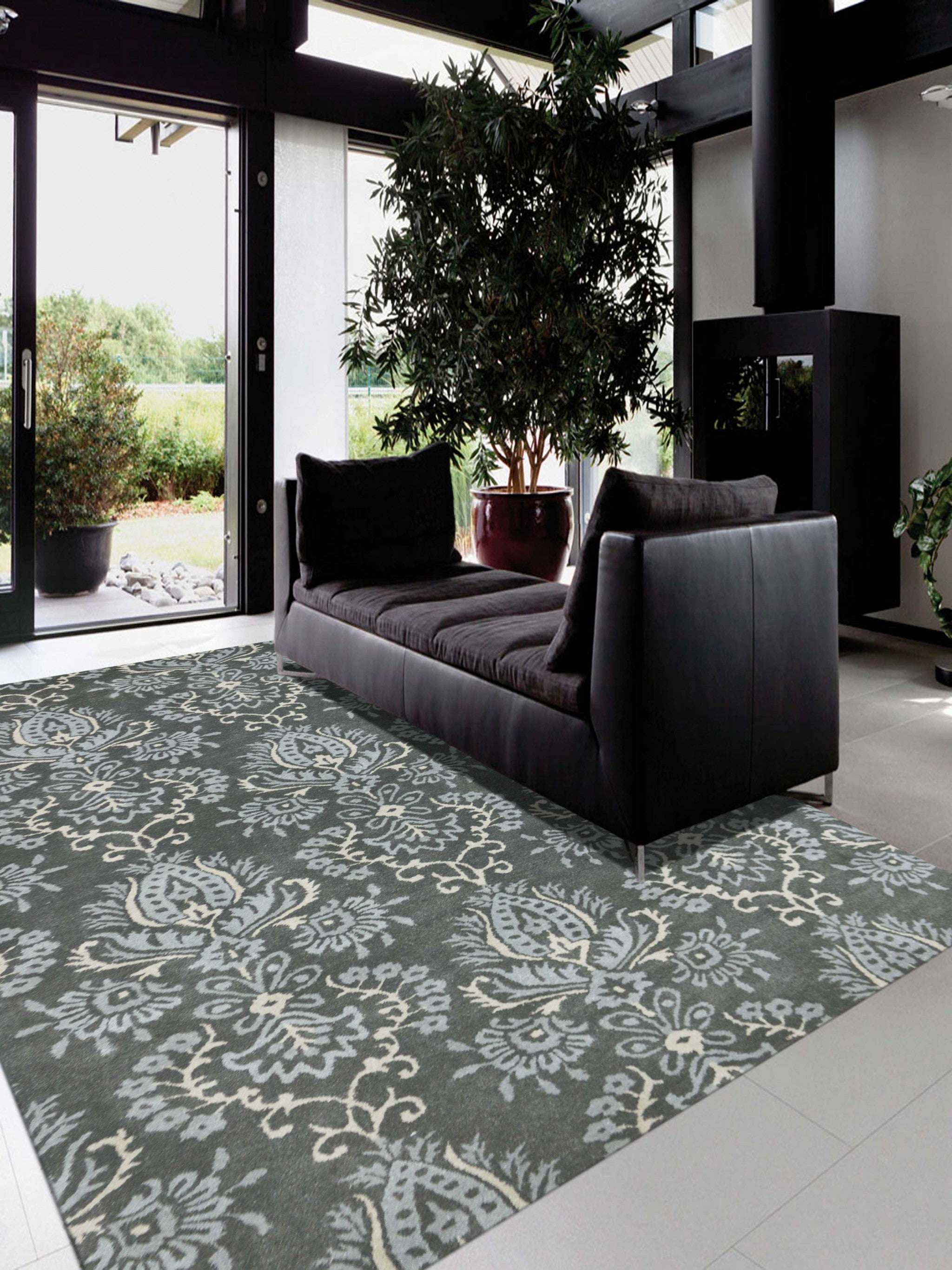 8" X10" X 0.5" Gray  Wool Area Rug