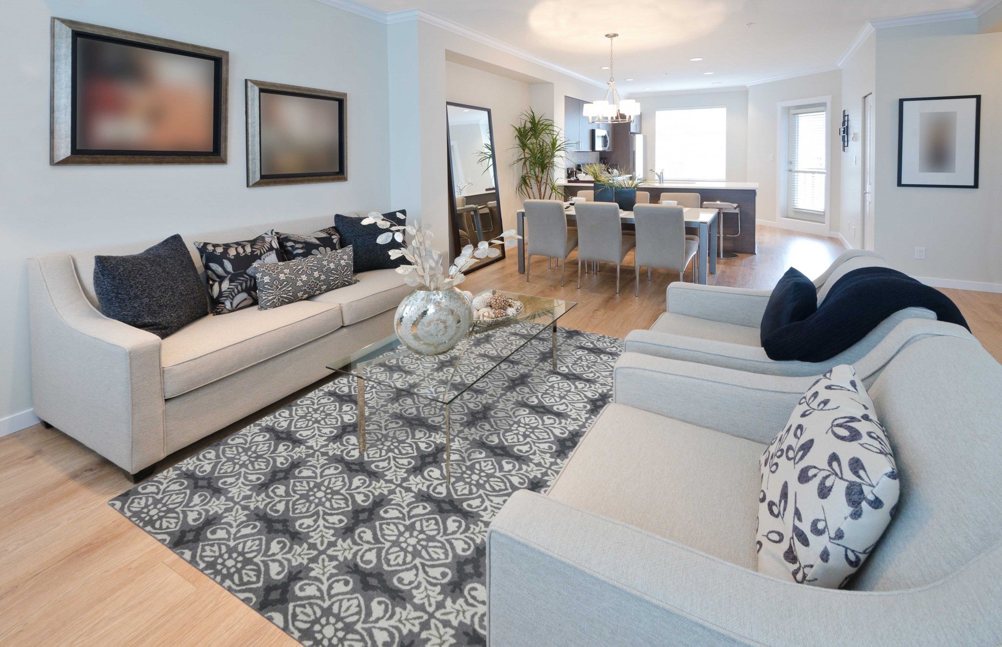 8" X10" X 0.5" Gray  Wool Area Rug