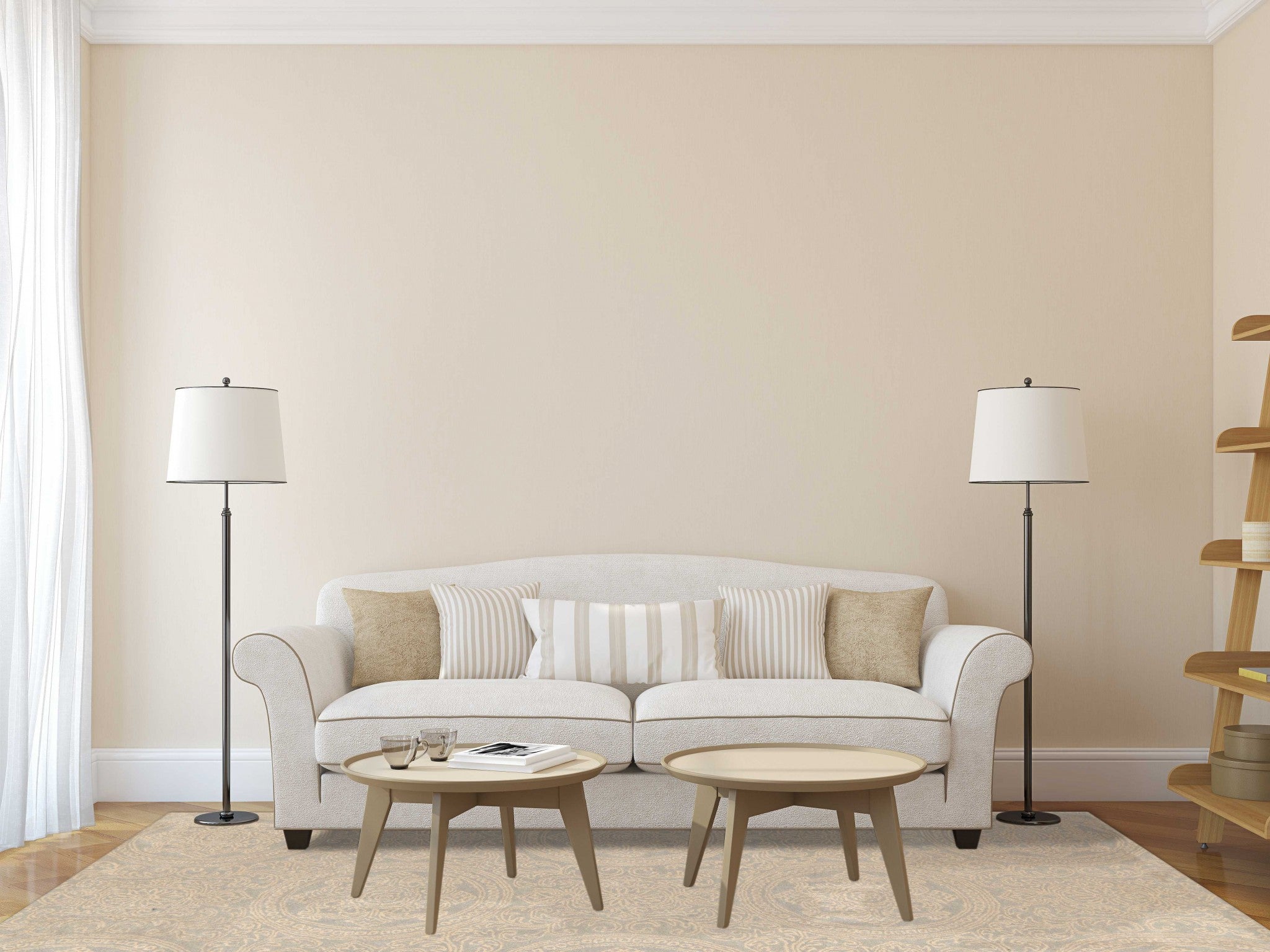 5" X8" X 0.5" Beige  Wool Area Rug