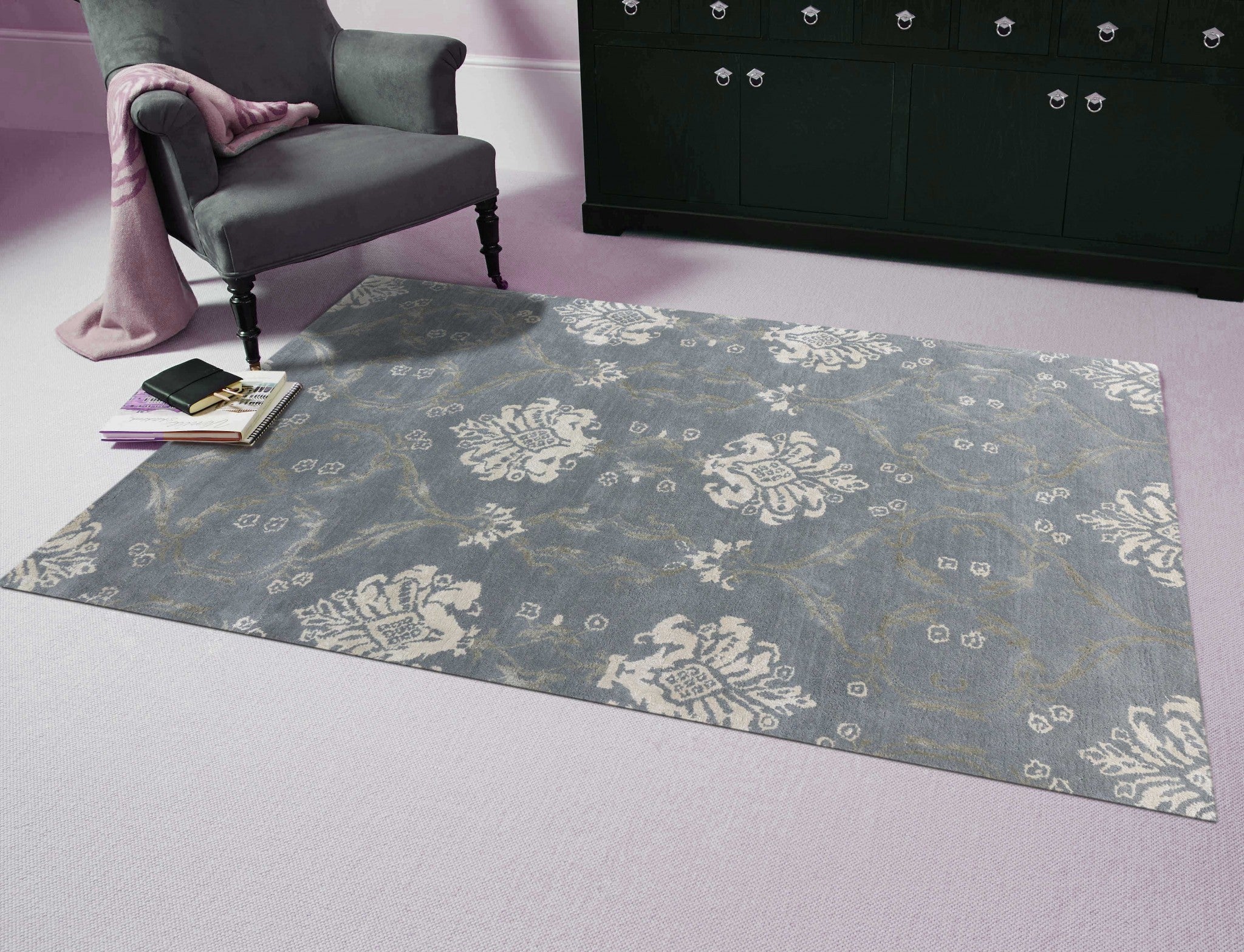 8" X10" X 0.5" Gray  Wool Area Rug