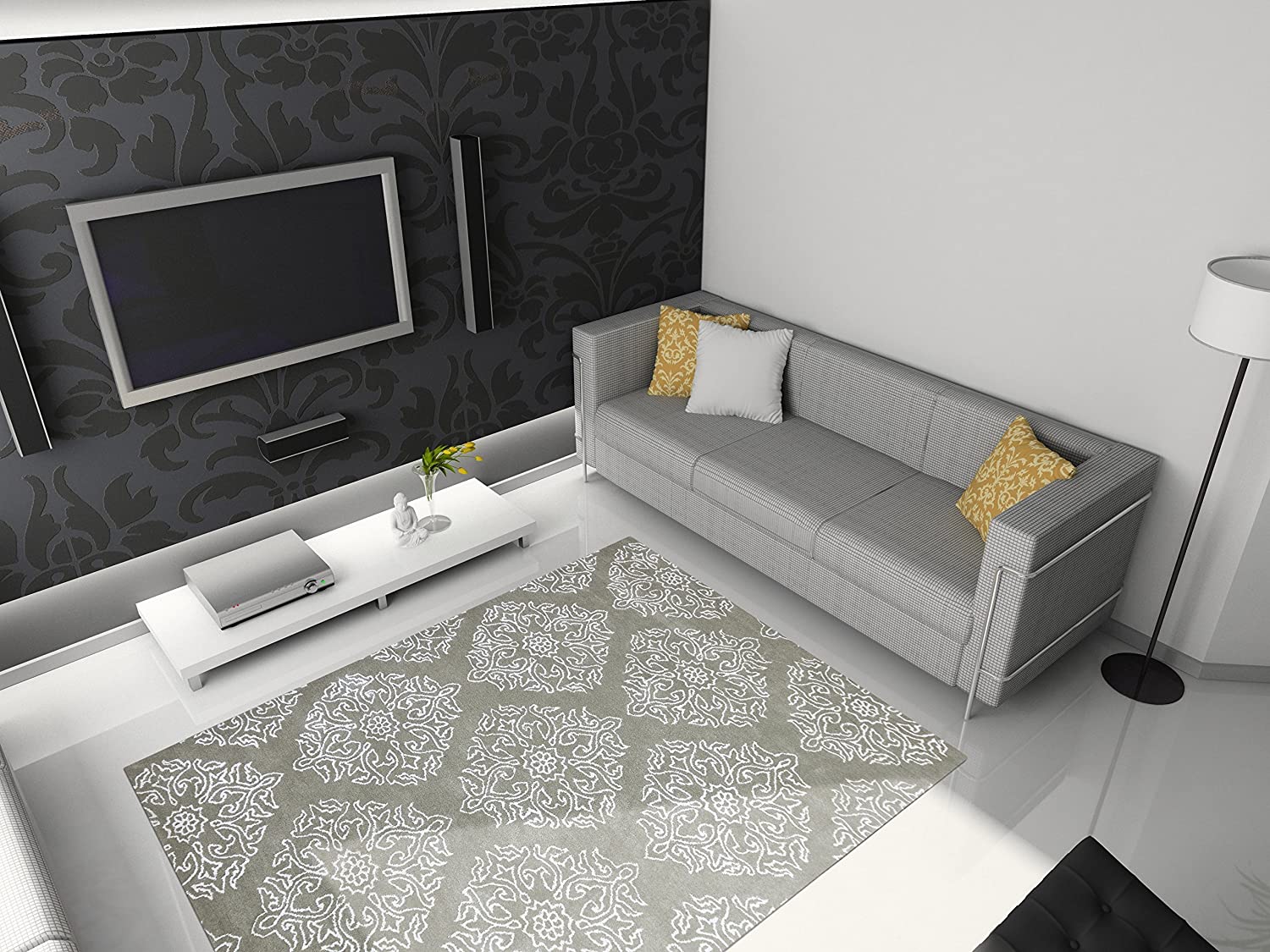 8" X10" X 0.5" Gray  Wool Area Rug