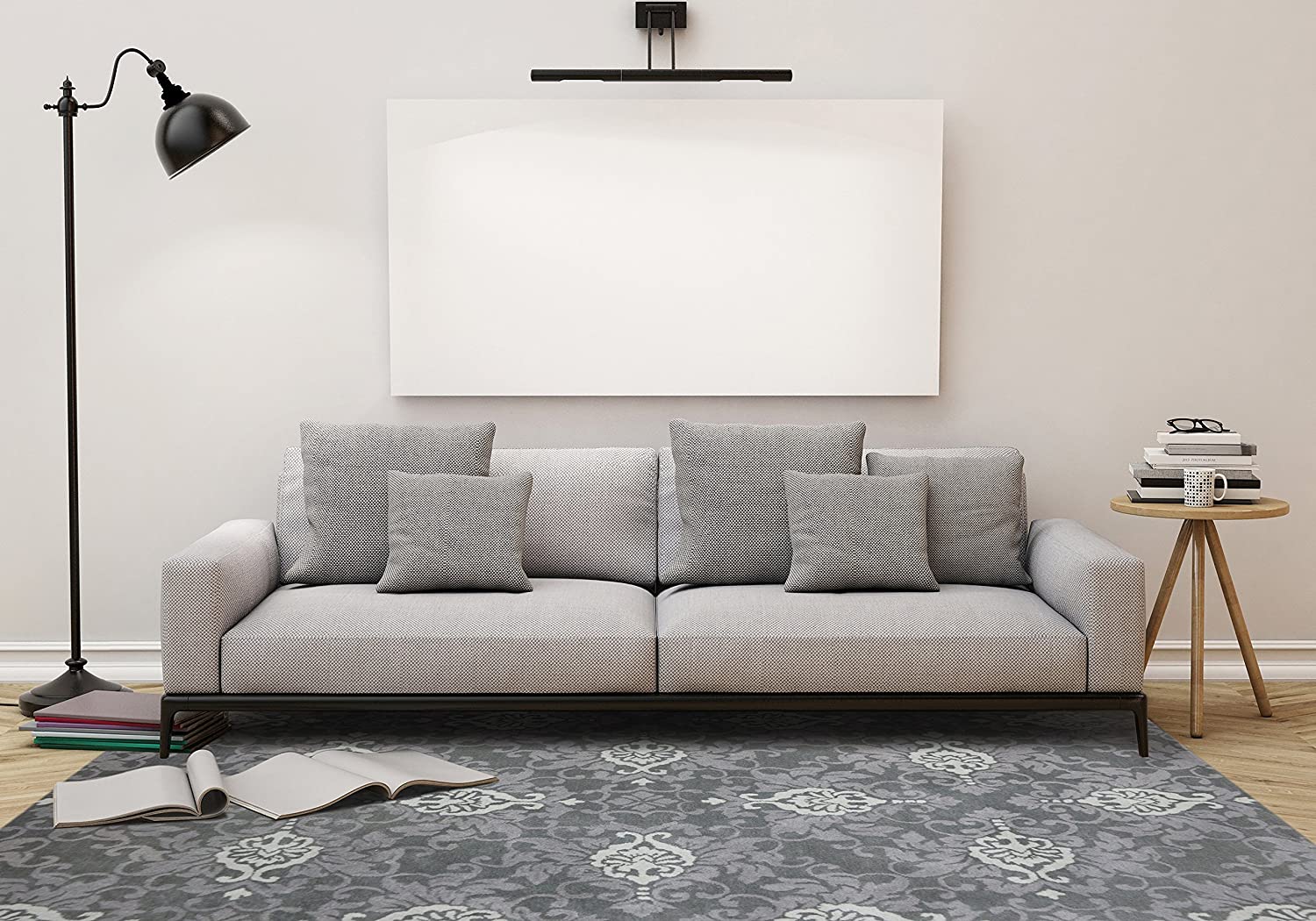 8" X10" X 0.5" Blue  Wool Area Rug