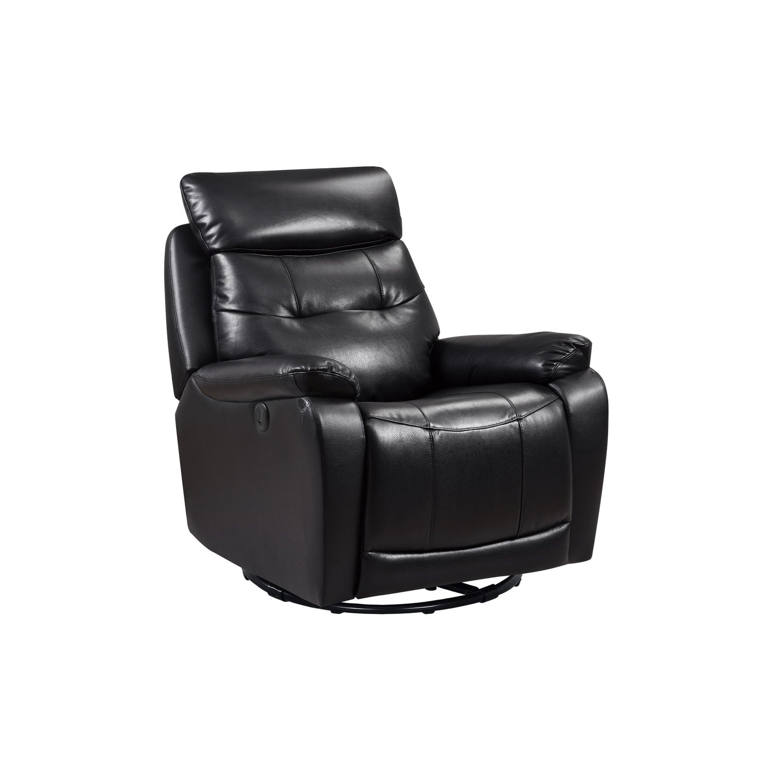 33.46" X 38.18" X 39.8" Black Leather PVC Glider & Swivel Power Recliner with USB port