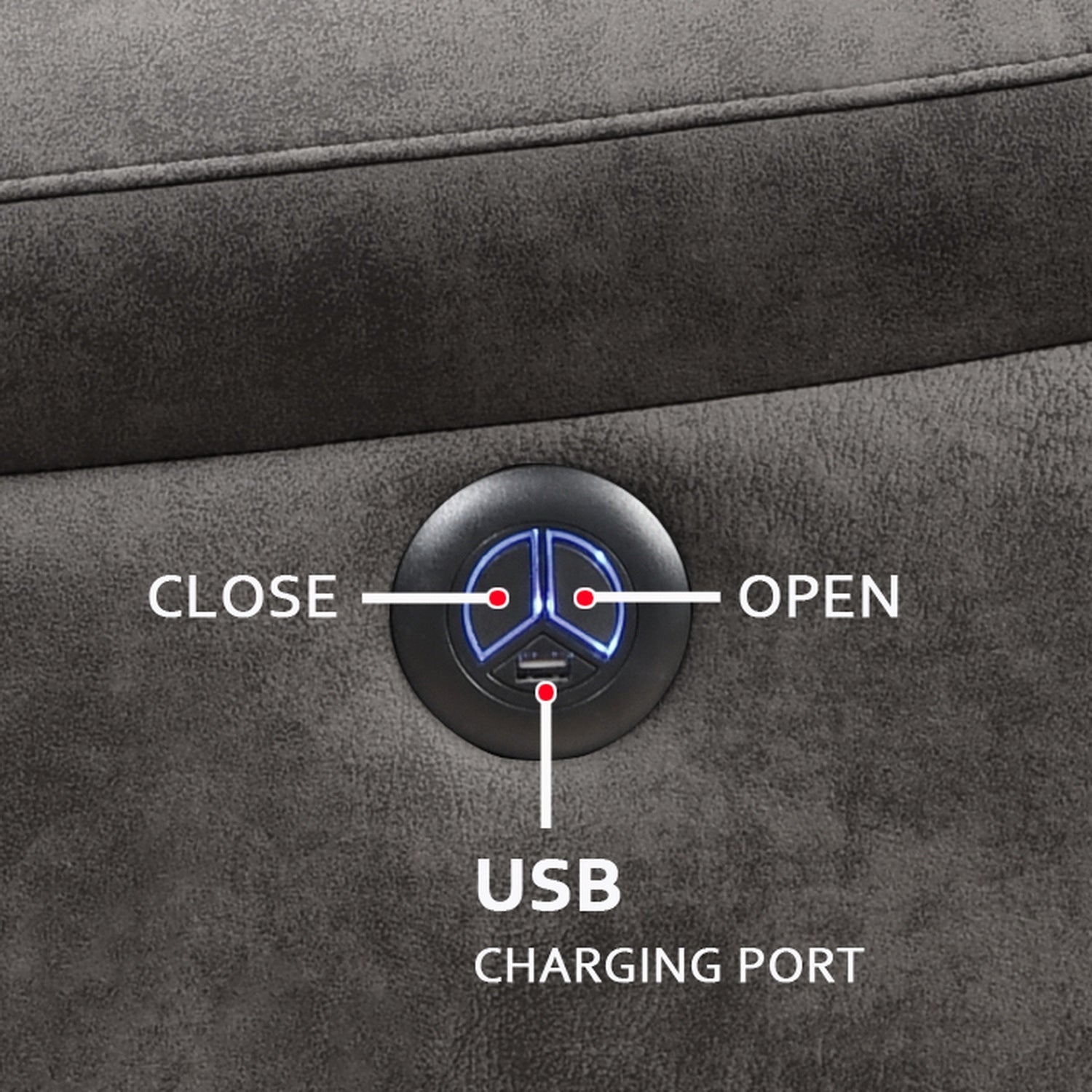 36.2" X 39.37" X 41.7" Brown Air Leather - Power Recliner with USB port