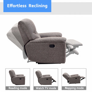 36.22" X 41.33" X 39.8" Brown Fabric Manual Recliner