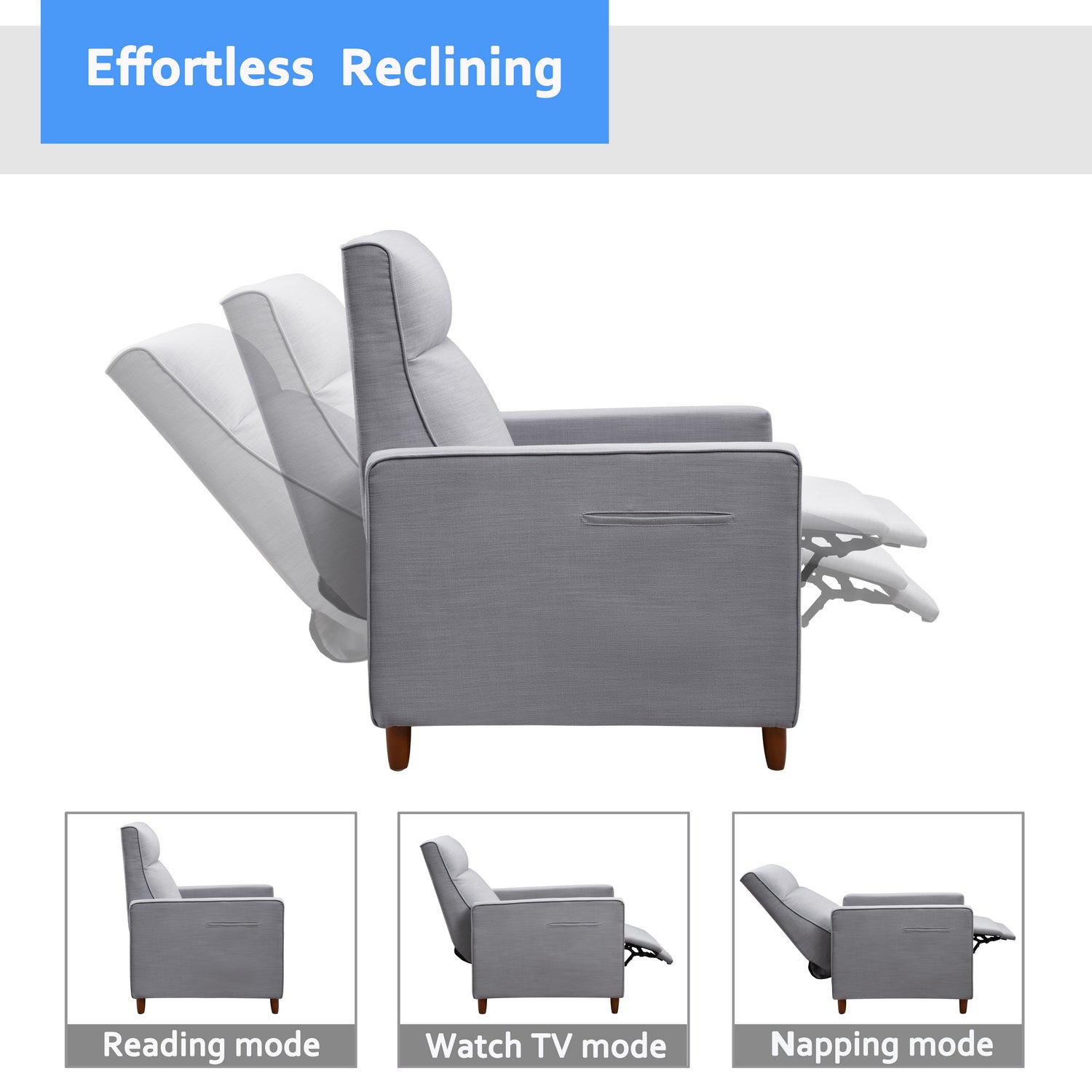 29.52" X 34.64" X 41.7" Light Grey Fabric Manual Recliner