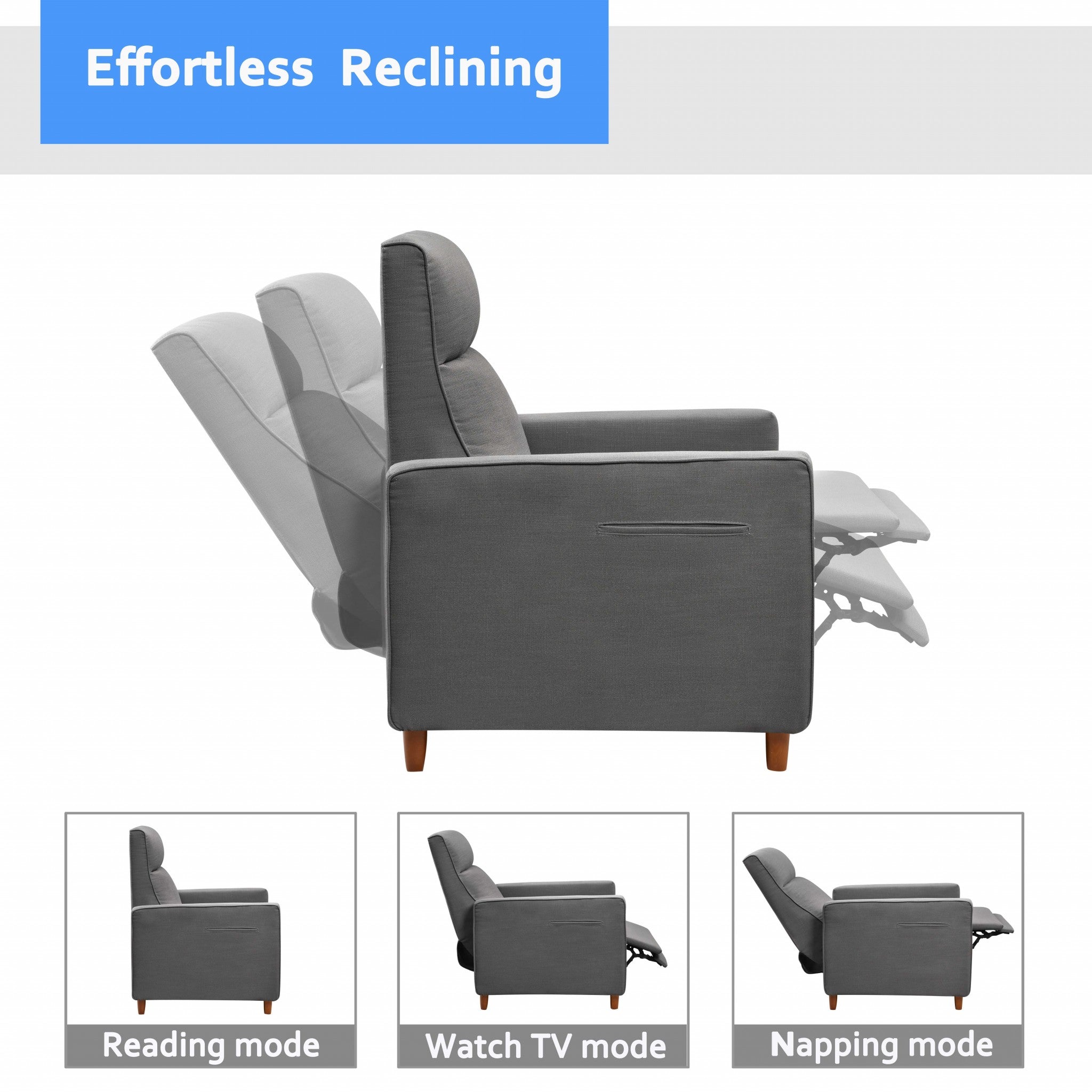 29.52" X 34.64" X 41.7" Dark Grey Fabric Manual Recliner
