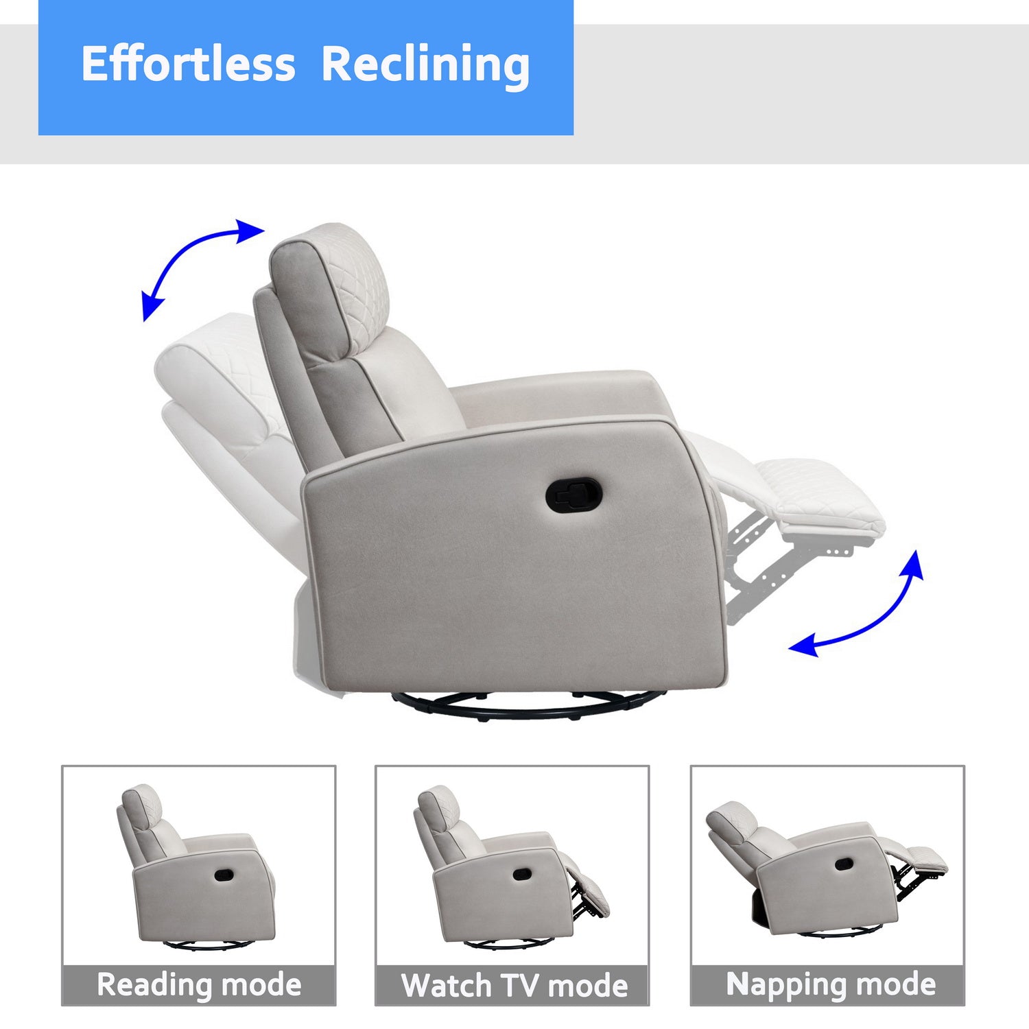 3.31" X 37.4" X 39.4" Cream Air Leather - Glider & Swivel Manual Recliner