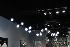 17" X 90.5" X 18" Black White Iron Glass Pendant Lamp